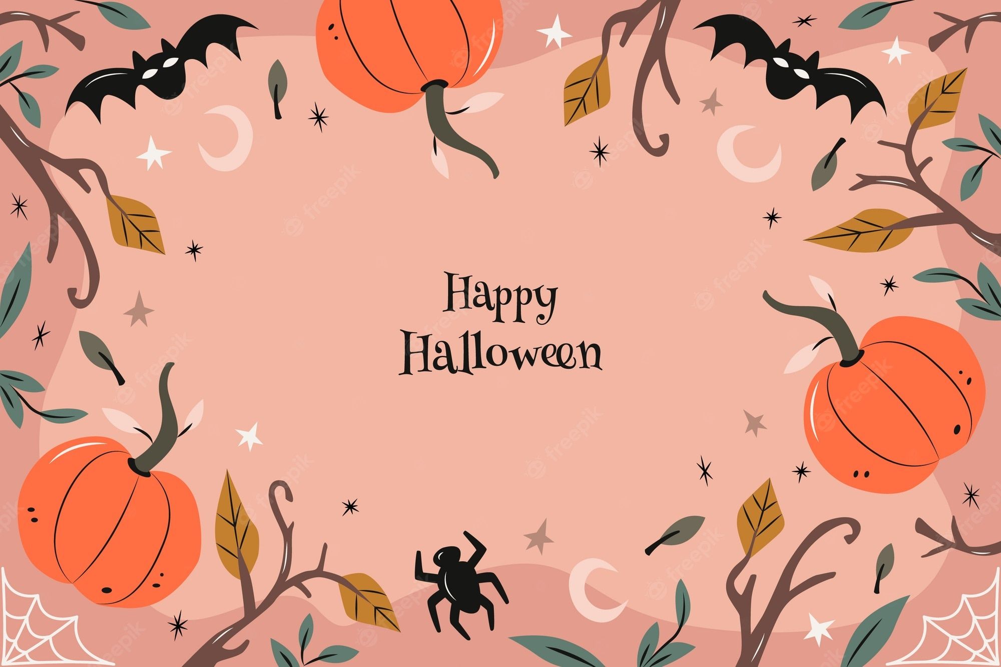 Happy Halloween background with pumpkins, bats, and spider - Halloween, Halloween desktop