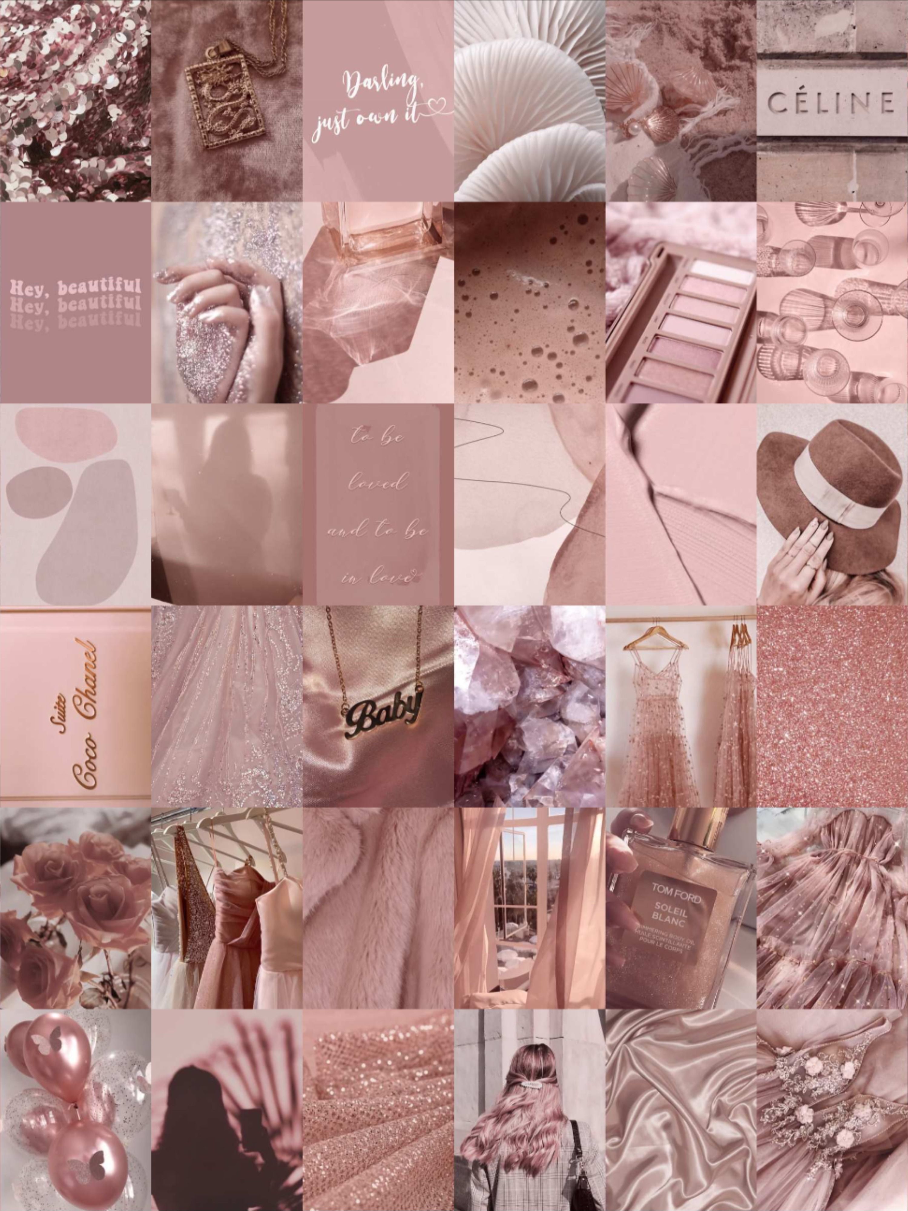 A collage of pictures that are pink - Rose gold