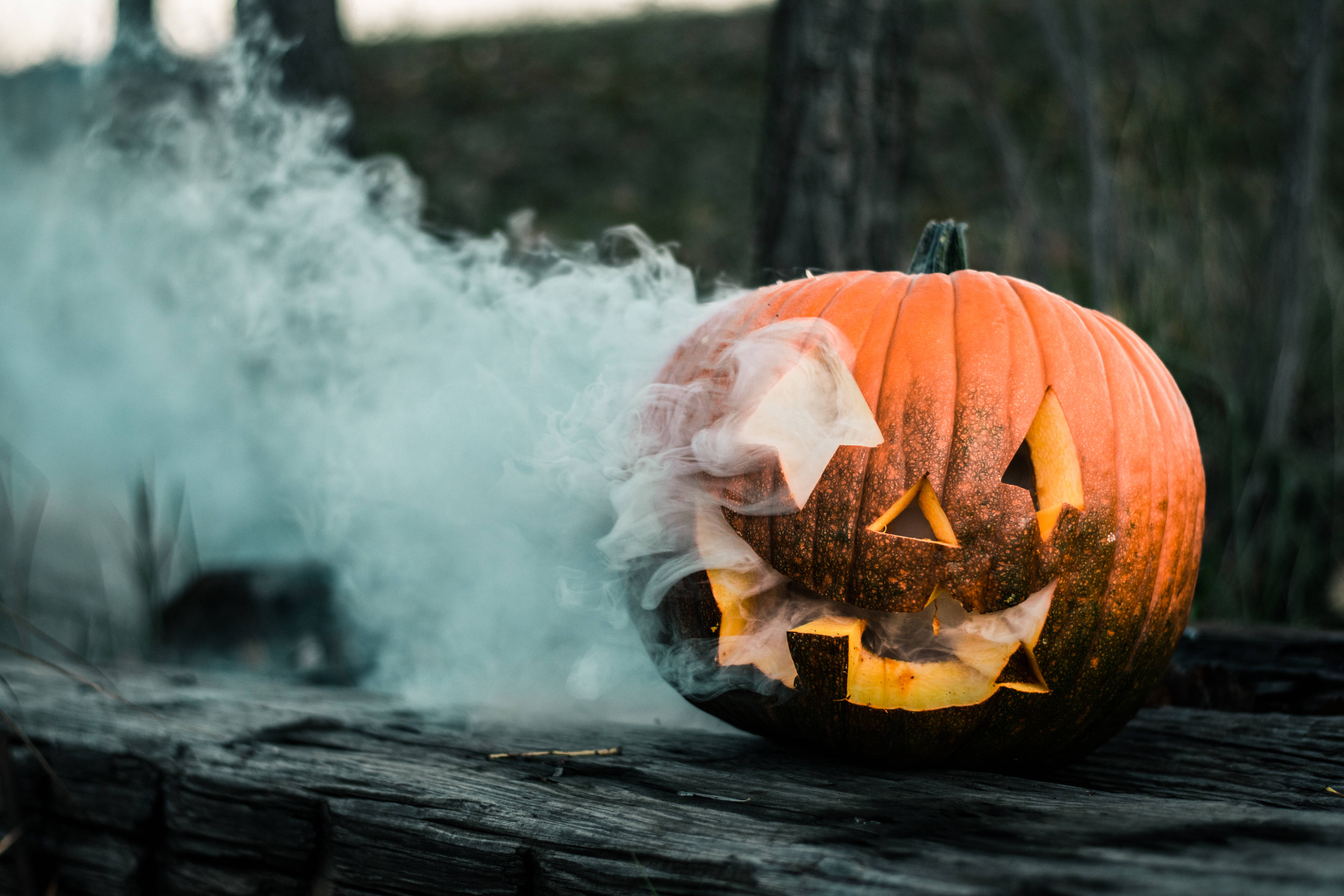 Download Smoky Pumpkin Halloween Aesthetic Wallpaper