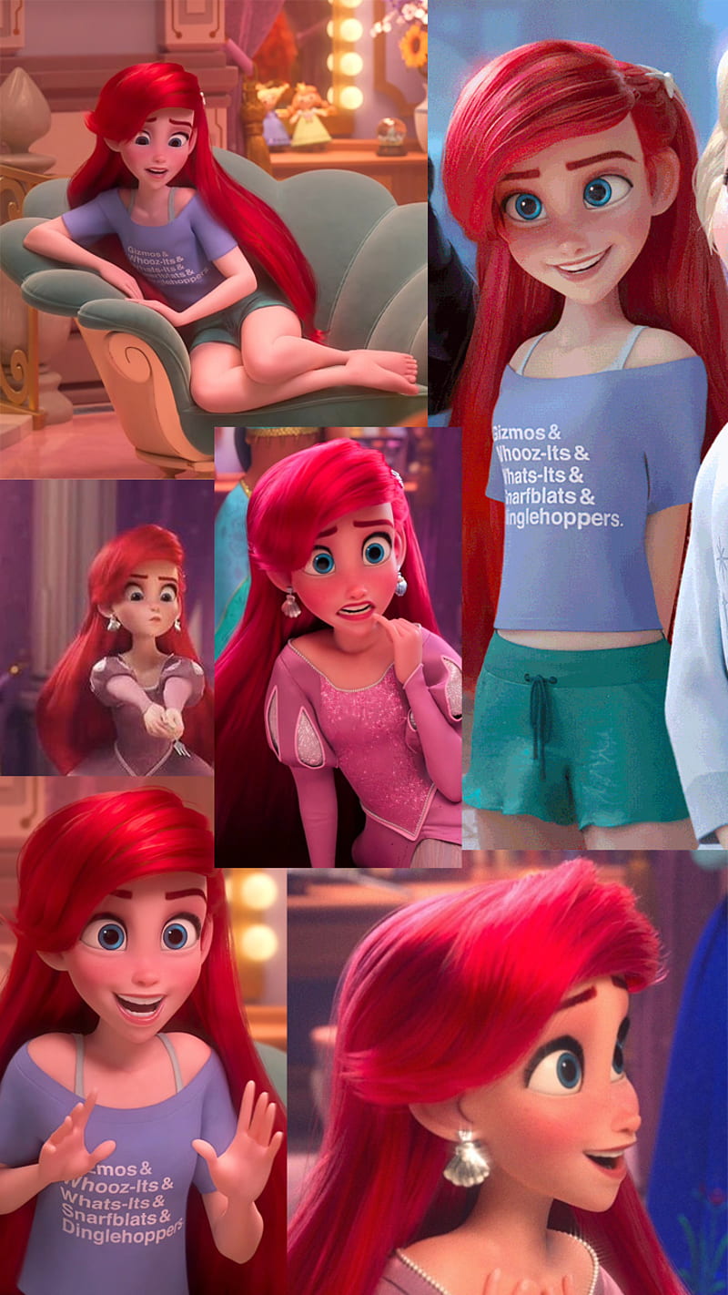 A collage of pictures featuring the little mermaid - Ariel