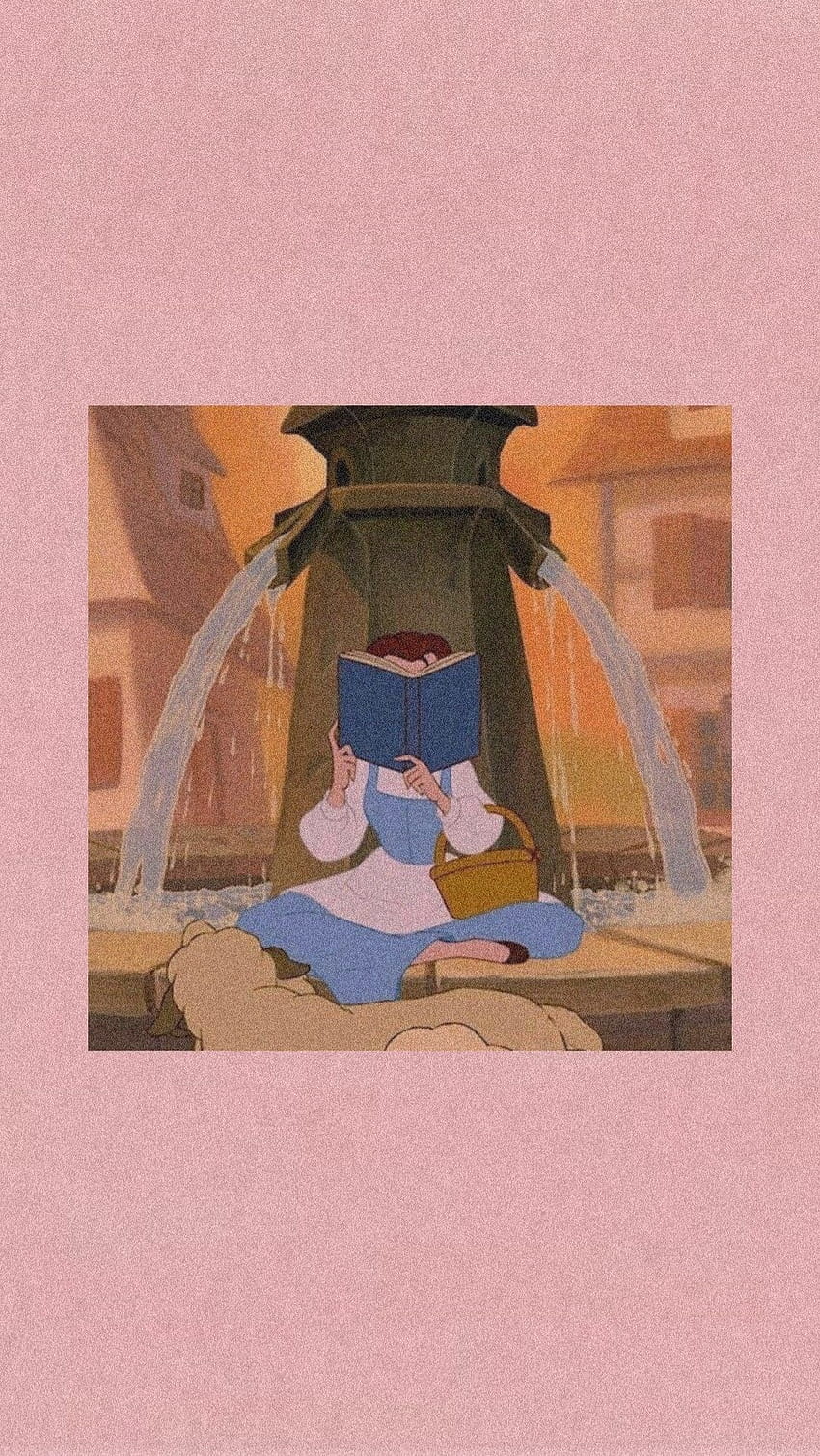Princess Belle reading aesthetic background, aesthetic book cartoon HD phone wallpaper