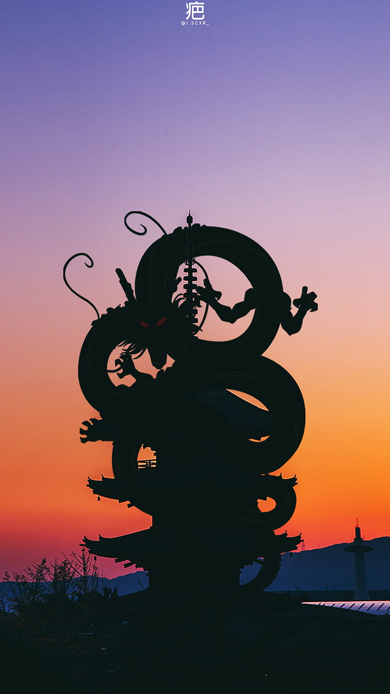 A large dragon statue in front of the sunset - Dragon Ball, dragon