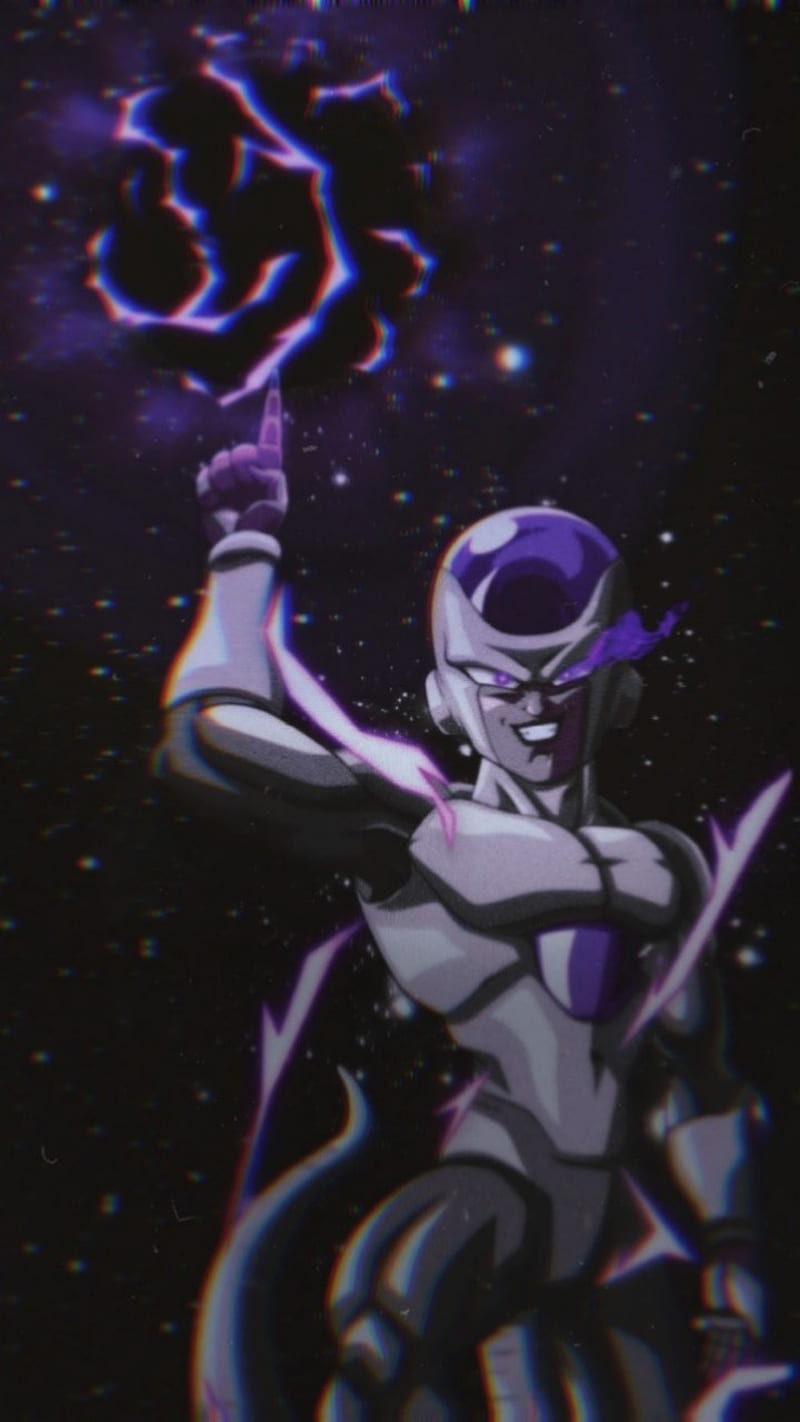 Frieza in space with his arm raised and a energy ball in his hand - Dragon Ball