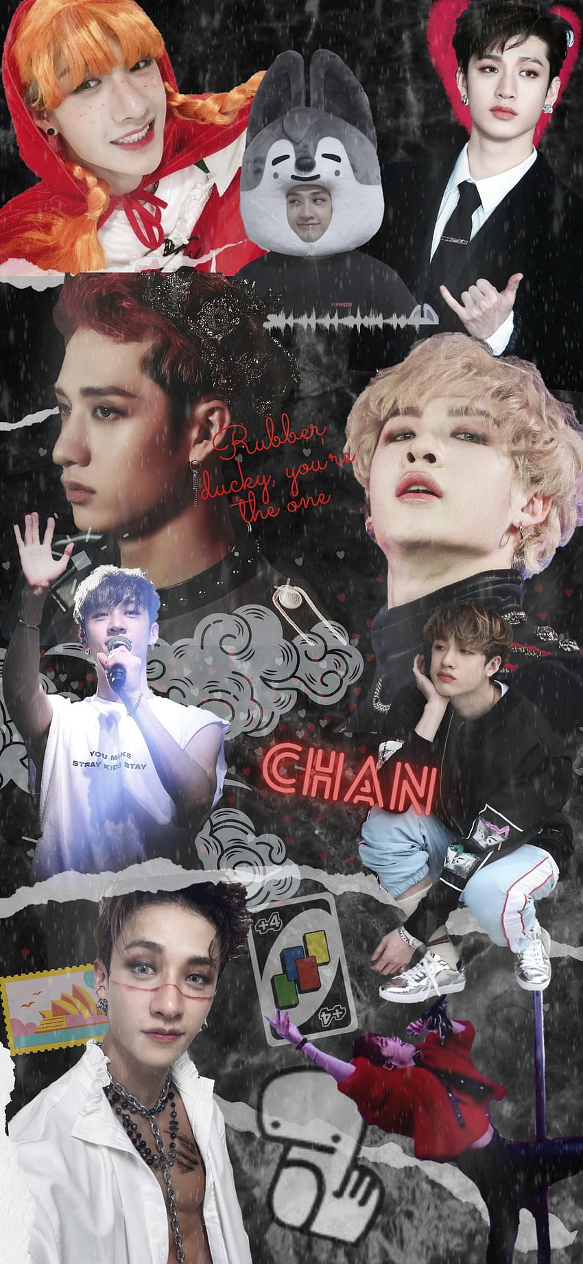 Aesthetic collage of Stray Kids members. - Bang Chan