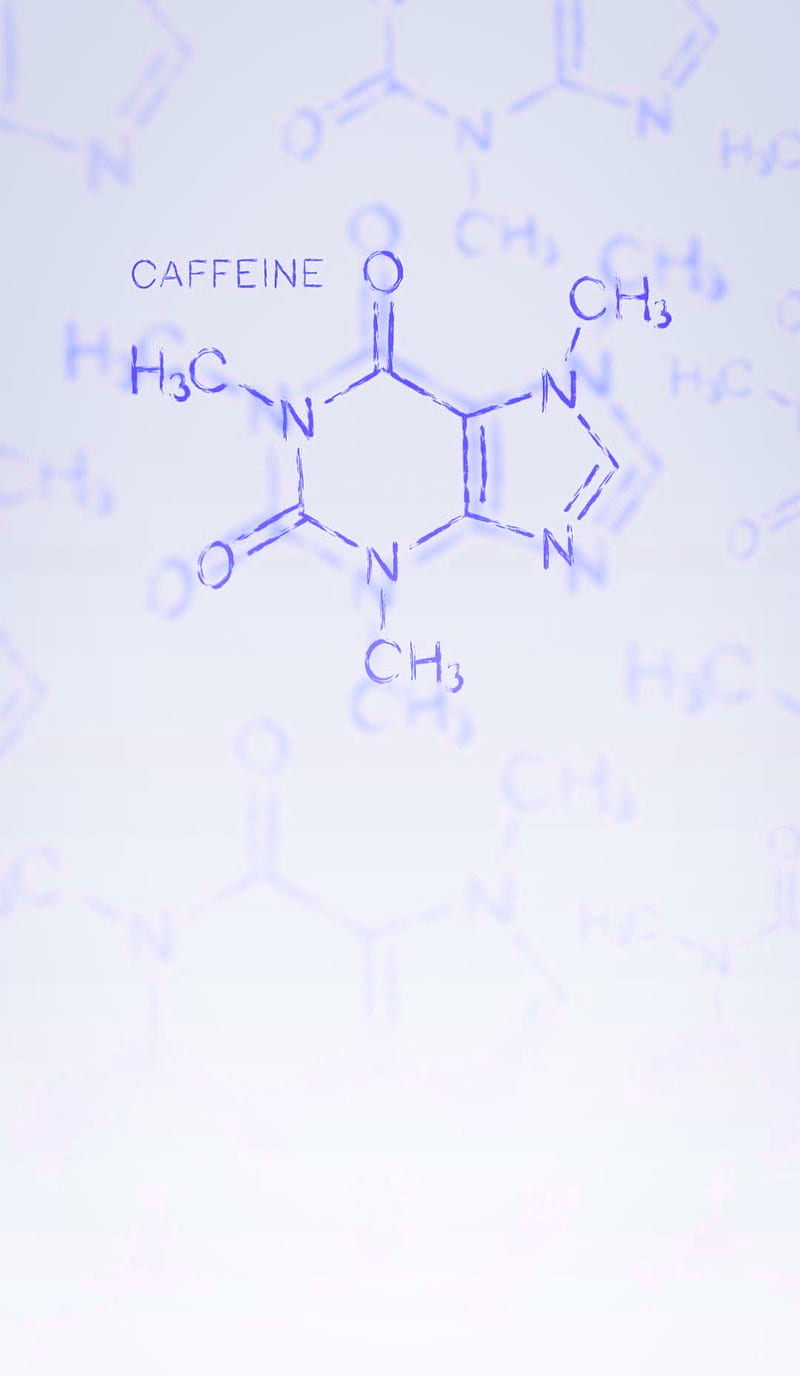 Caffeine molecular structure on a white board - Chemistry