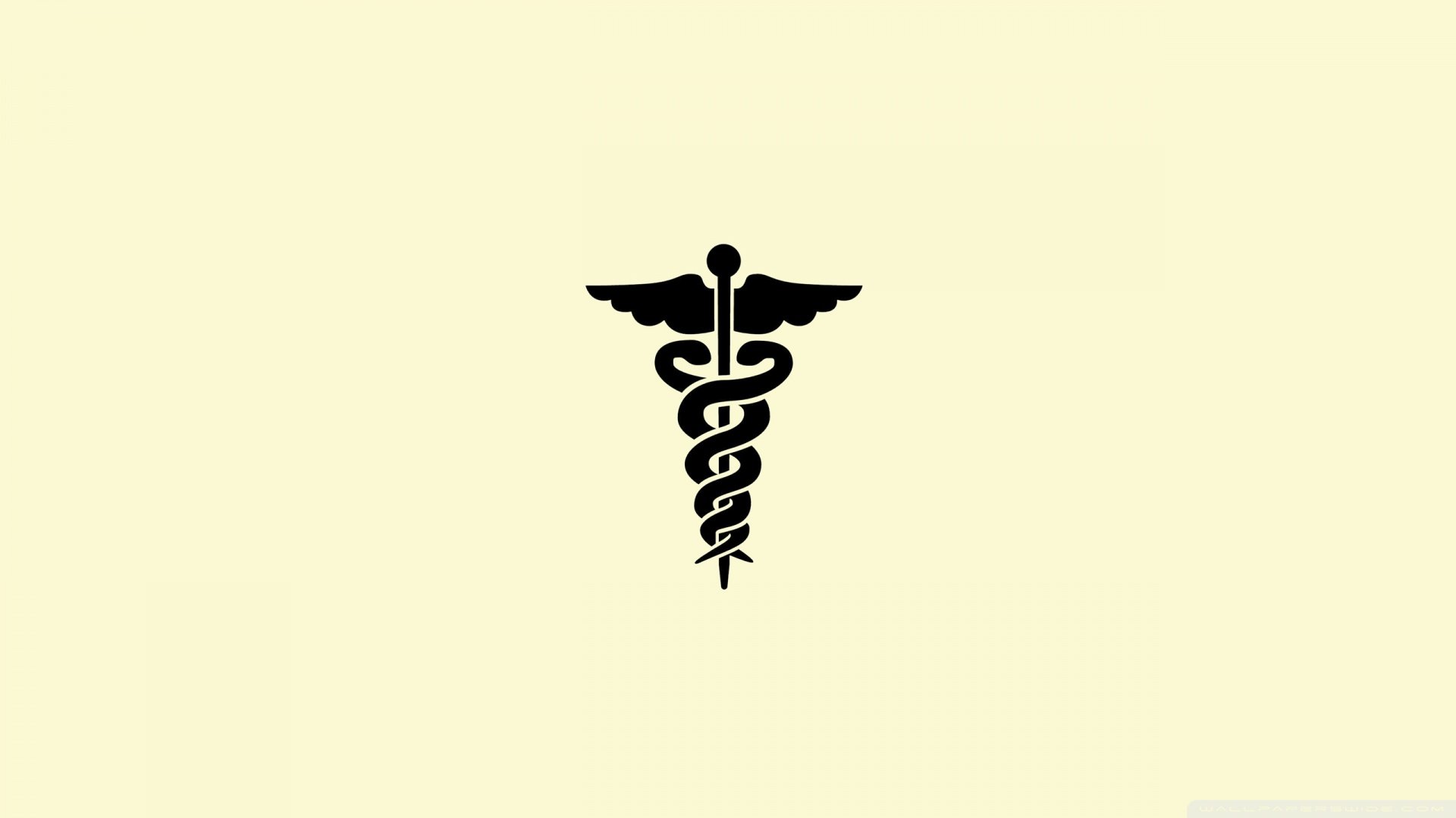 A black and white logo with the caduceus symbol - Chemistry