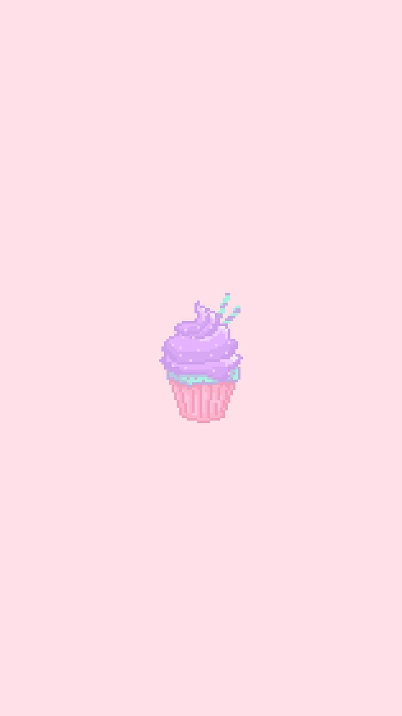 Cute Cupcake, aesthetic, chocolate cupcake, cool pixelated art, cute funny, kawaii, HD phone wallpaper