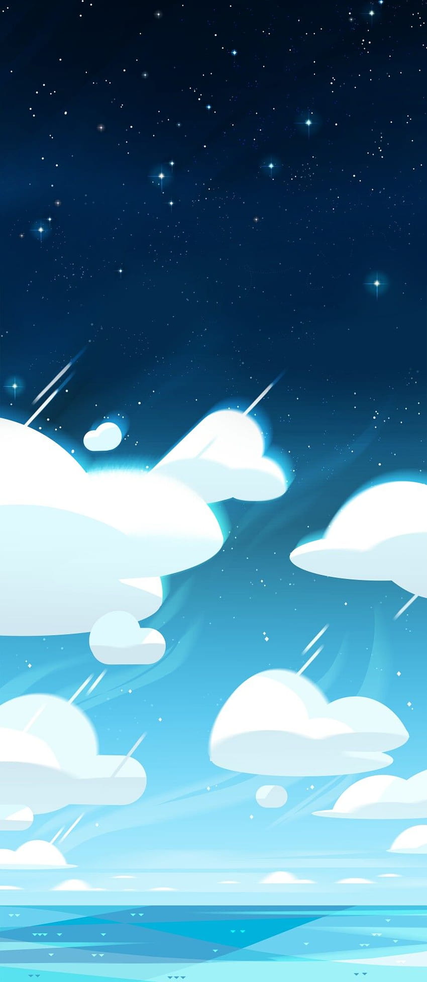 A blue sky with white clouds and stars wallpaper - Steven Universe