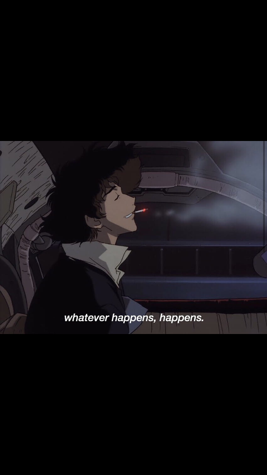 A scene from the anime 'Cowboy Bebop' with the quote 