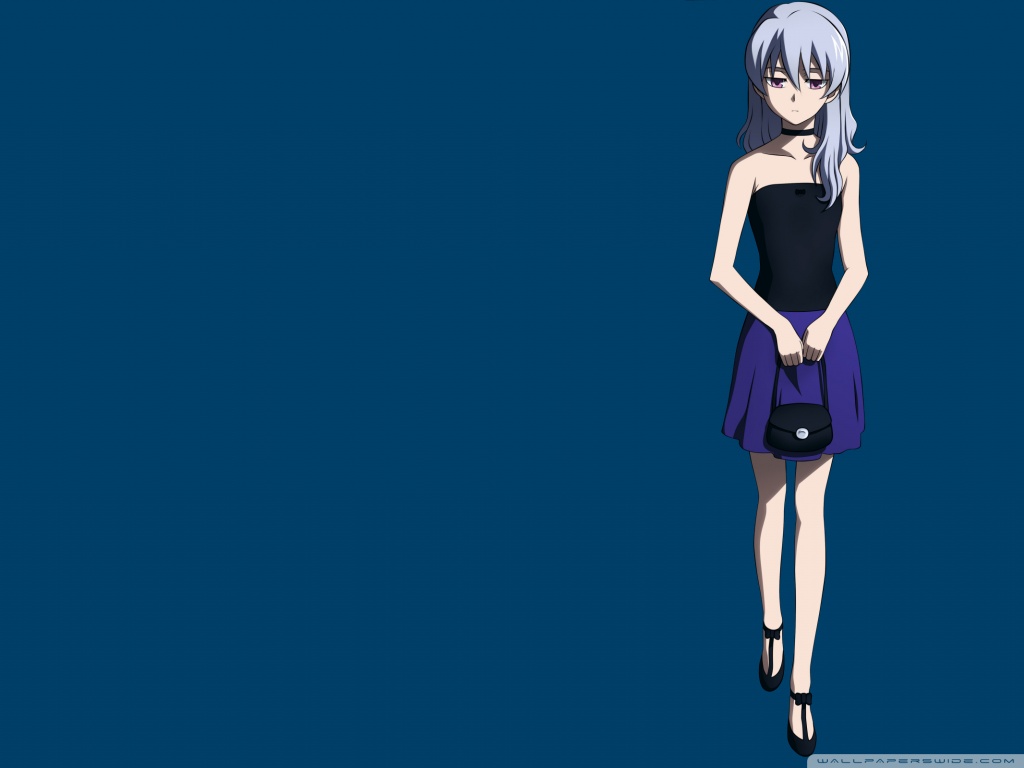 Anime girl with long hair and black dress - Black anime