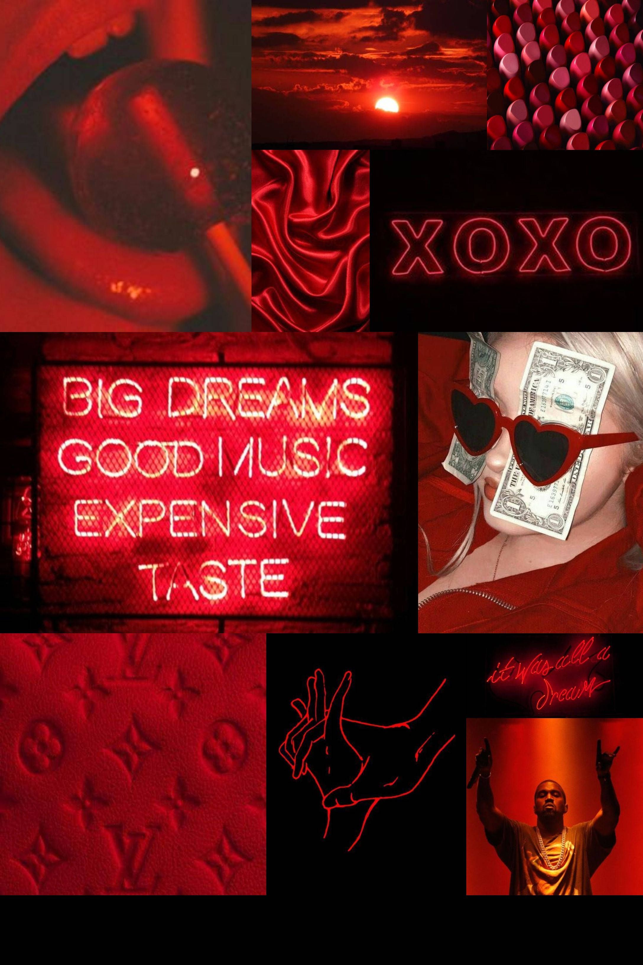A collage of pictures with neon red and black - Red, iPhone red, neon red