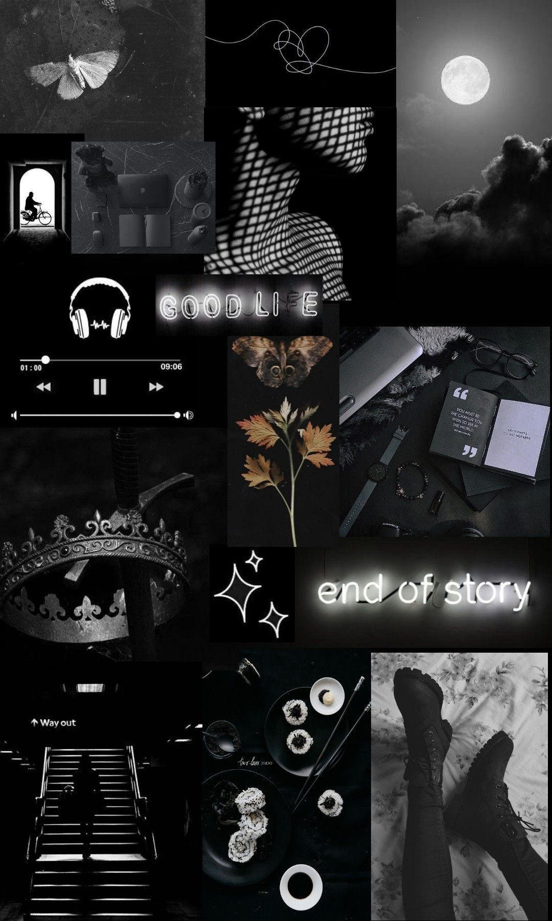 Collage & Black. Aesthetic iphone wallpaper, iPhone wallpaper girly, Dark wallpaper iphone