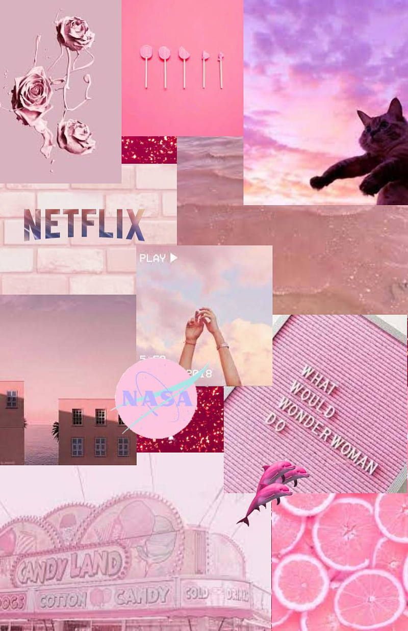 A collection of pink and purple images with the words netflix on them - Cute pink, Doja Cat, pink collage, bright