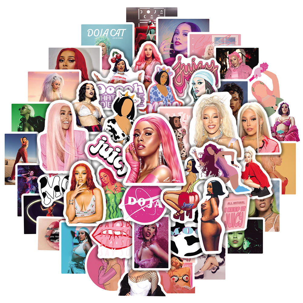 A collage of stickers featuring various images - Doja Cat