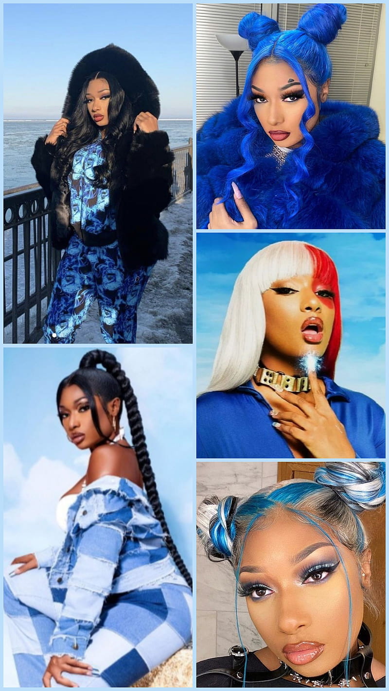 Cardi B inspired blue hair looks from our clients. - Doja Cat