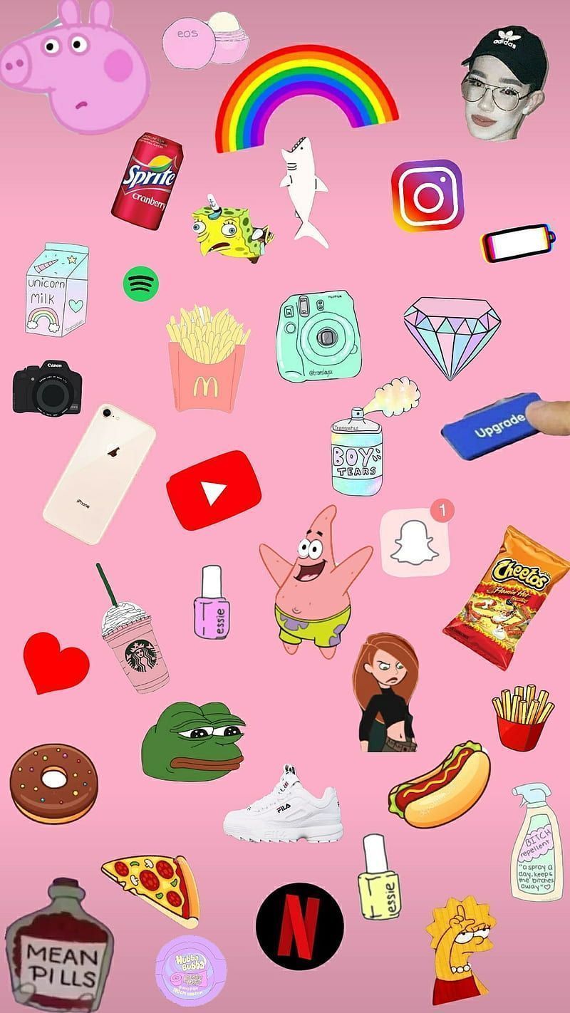 Aesthetic wallpaper for phone backgrounds. - Pink collage, Cheetos, Toca Boca, bestie