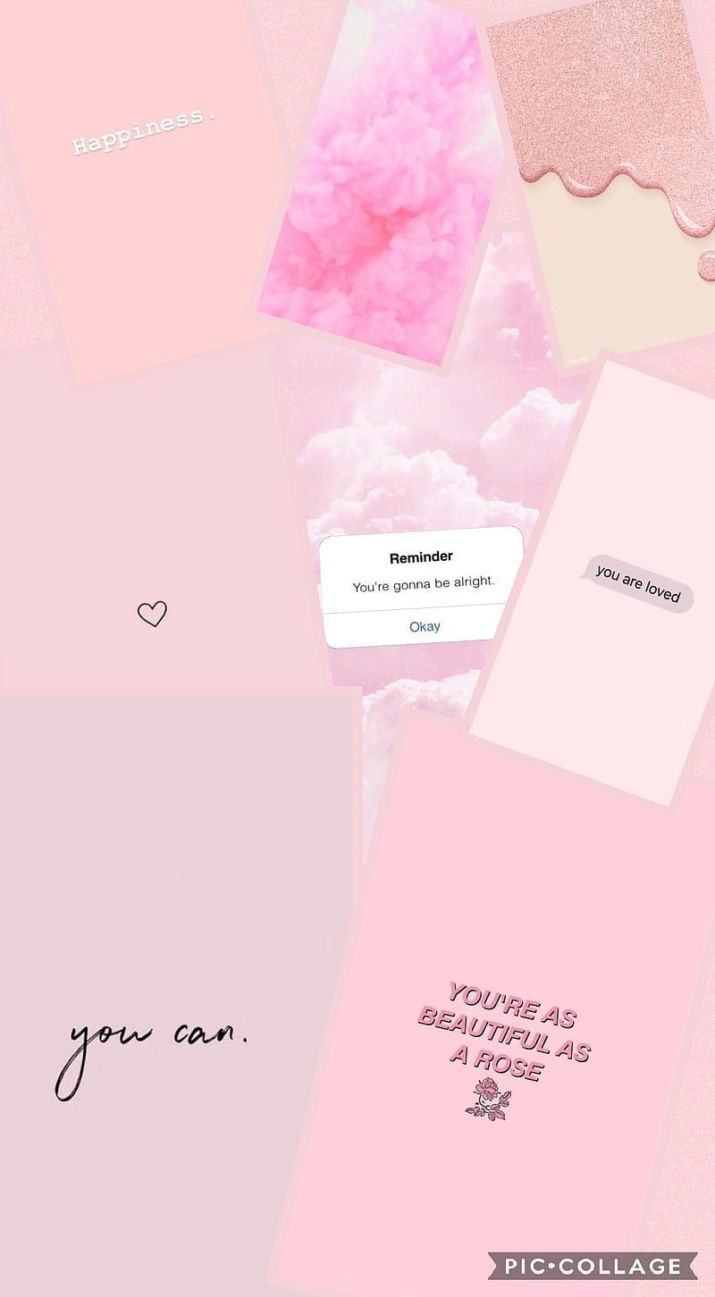 Collage I made for my phone background! - Cute pink, pink collage, pink phone, paper, blush