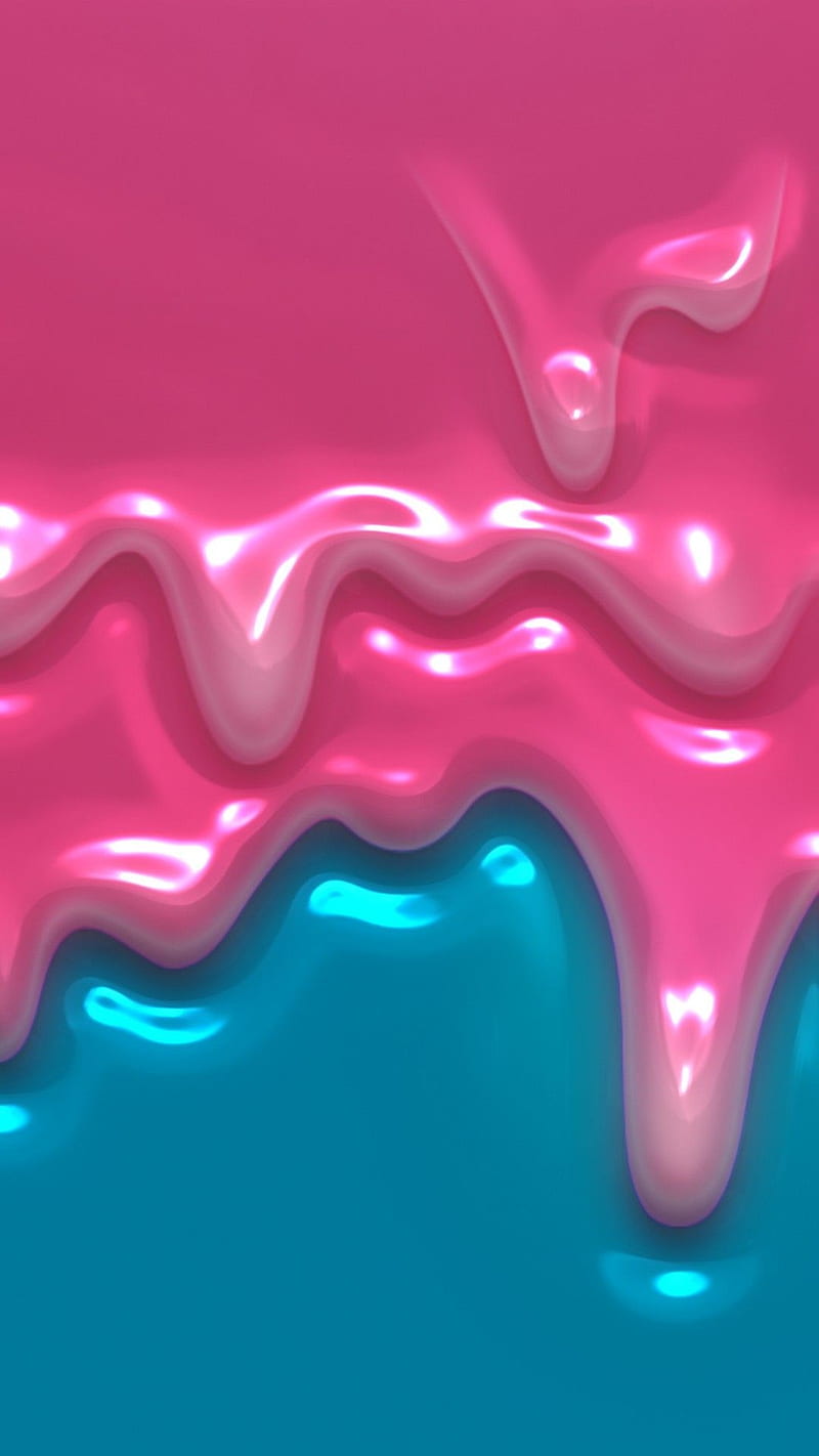 A pink and blue liquid is flowing down - Slime