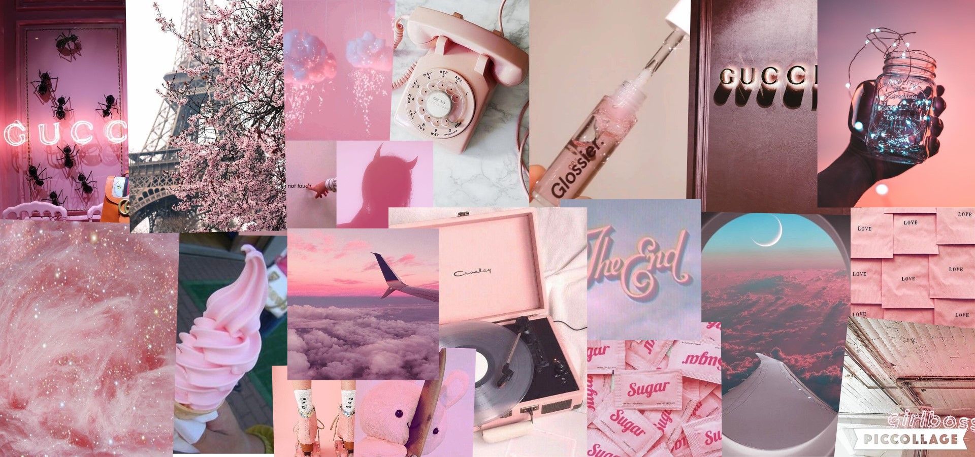 Aesthetic collage of pink and white photos. - Pink collage, Gucci, pink