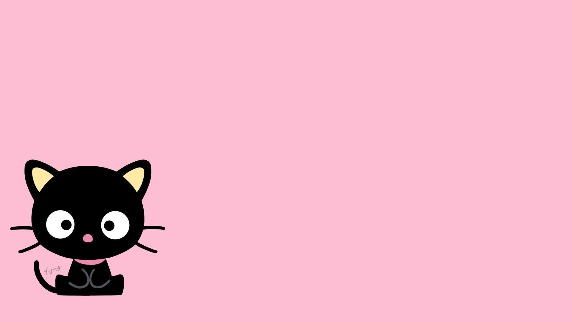 Black cat on a pink background - Keroppi