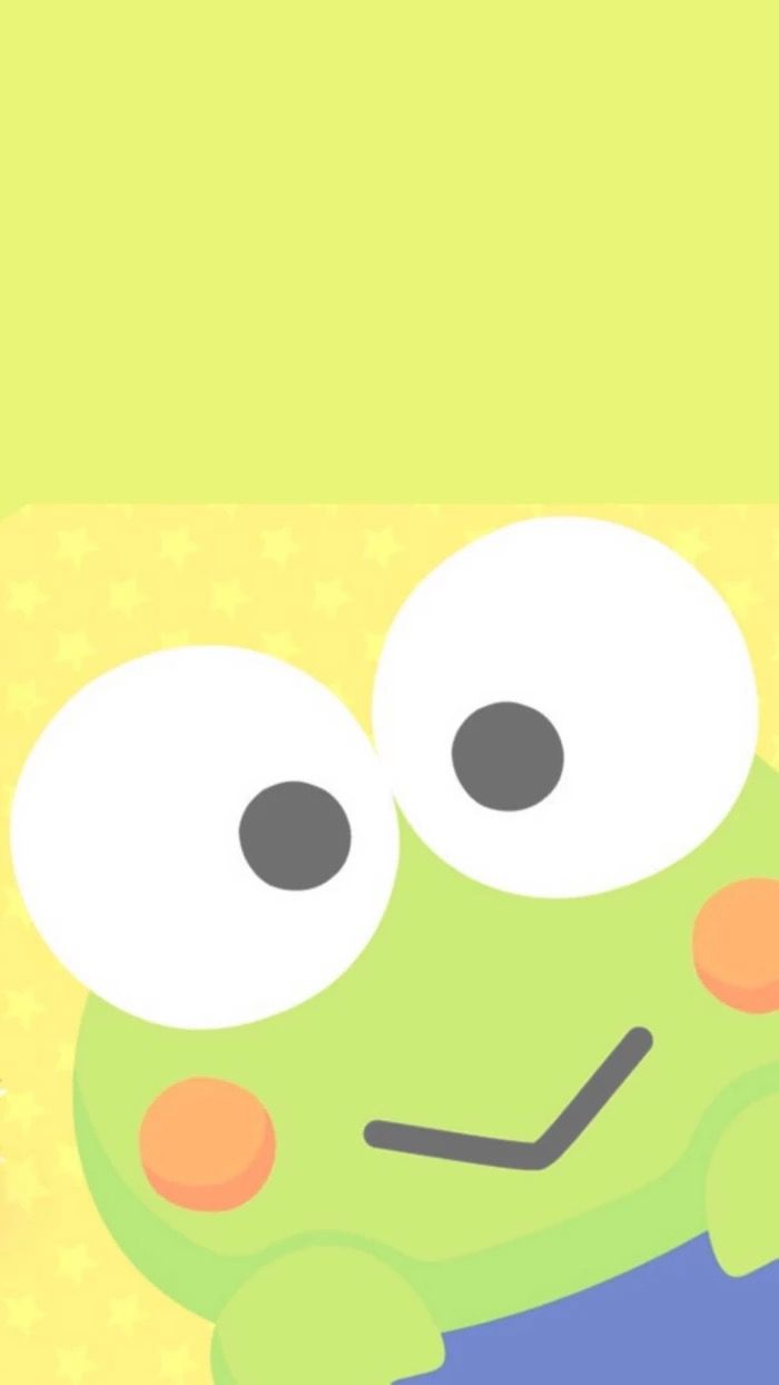Keroppi is a cute green frog with big eyes and a cute smile. - Keroppi
