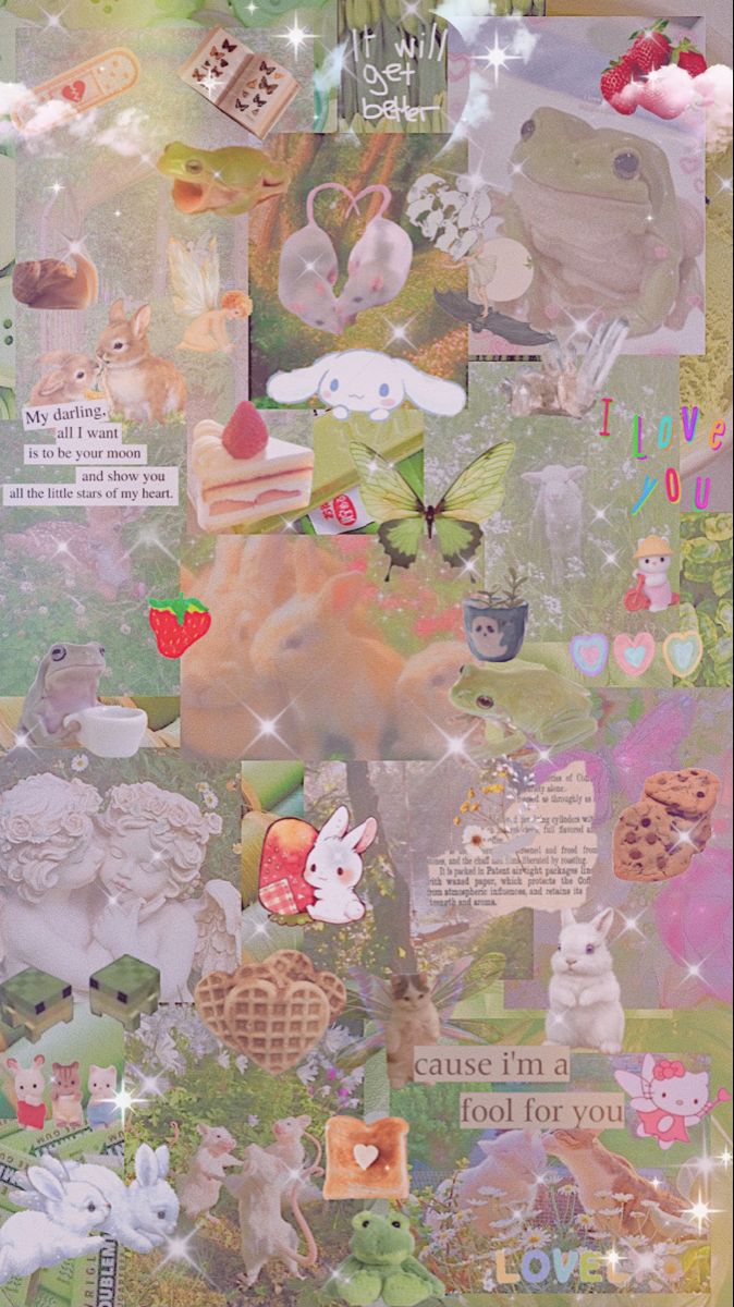 A collage of pictures with animals and flowers - Goblincore