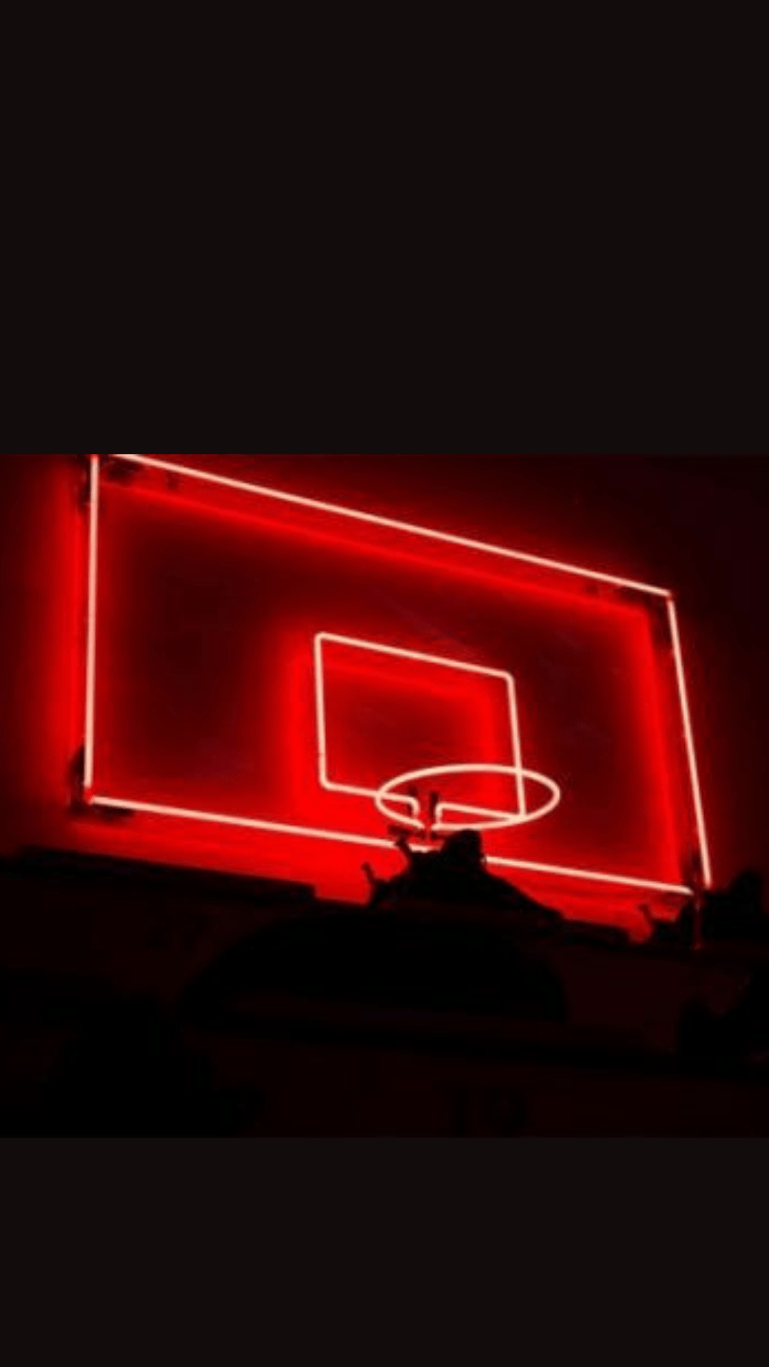 A red neon basketball backboard on a black background - Red, neon, iPhone red, neon red