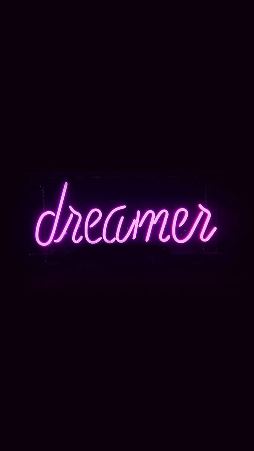 Dreamer in purple neon on black background - Purple