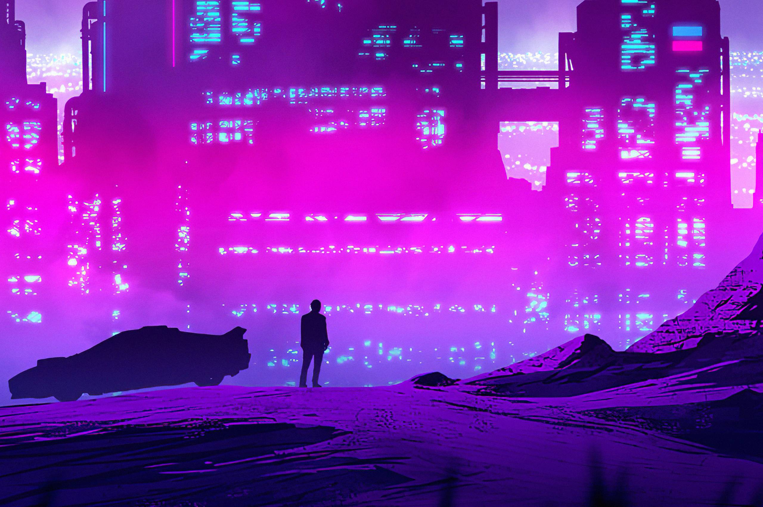 Synthwave Purple City Chromebook Pixel HD 4k Wallpaper, Image, Background, Photo and Picture