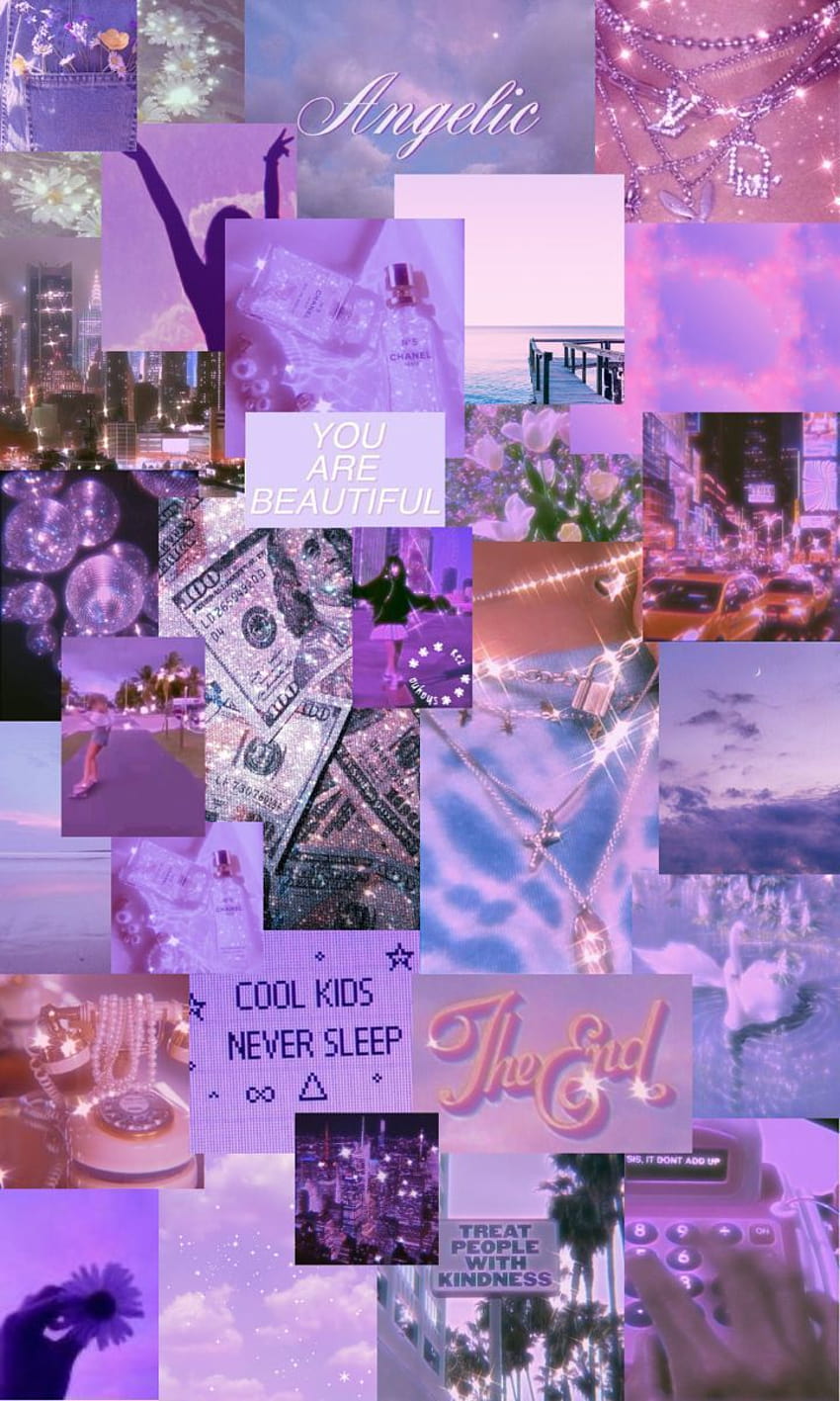 A collage of pictures with purple backgrounds - Baddie, bling