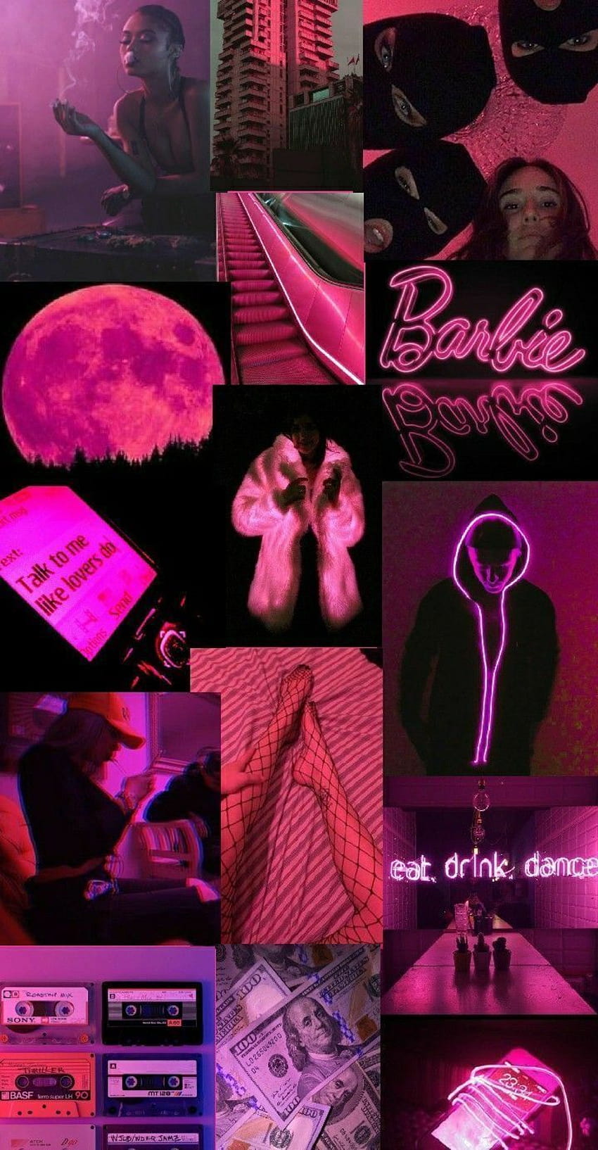 Aesthetic background of pink and purple images - Baddie, Barbie