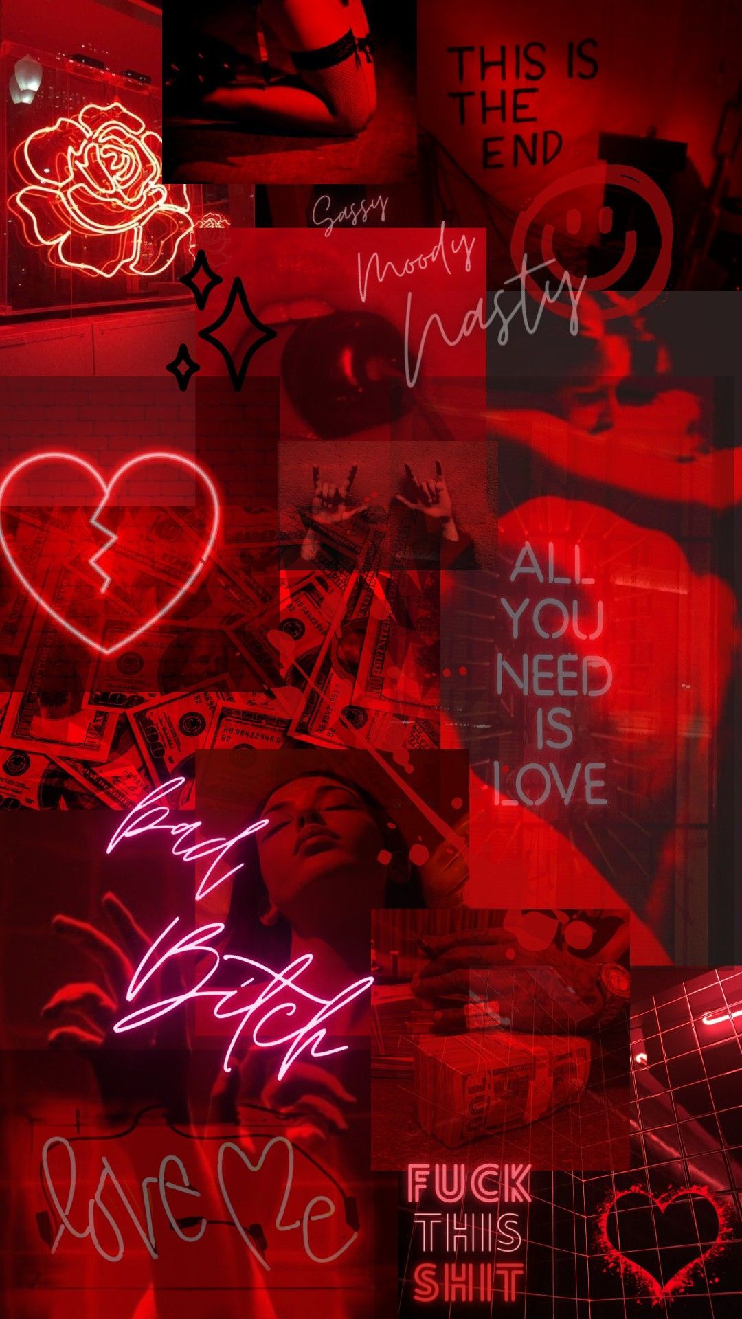 Red aesthetic phone background - Baddie
