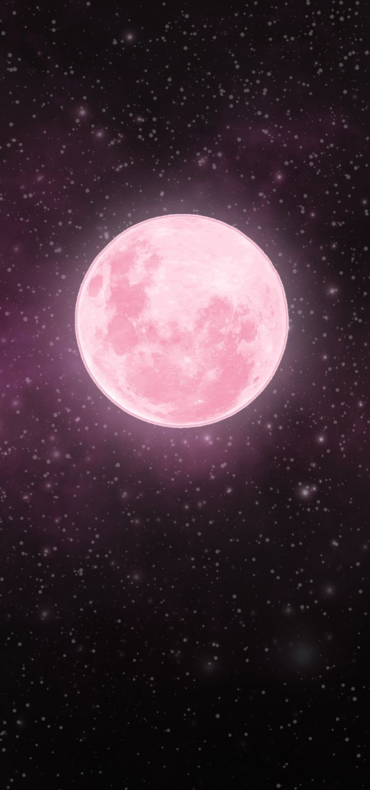A pink full moon on a starry background - Moon