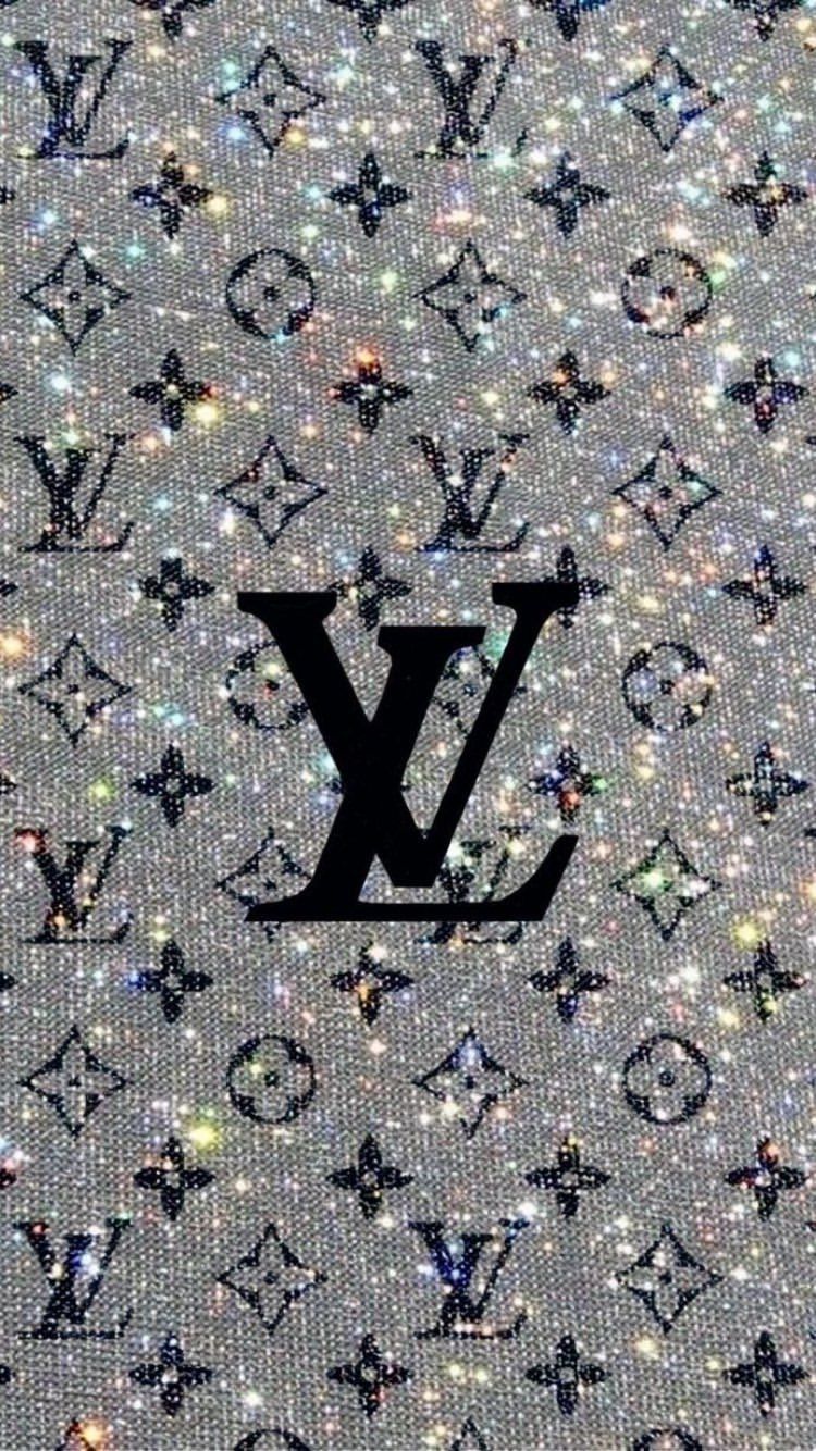 Louis vuitton logo on a glittery background - Baddie