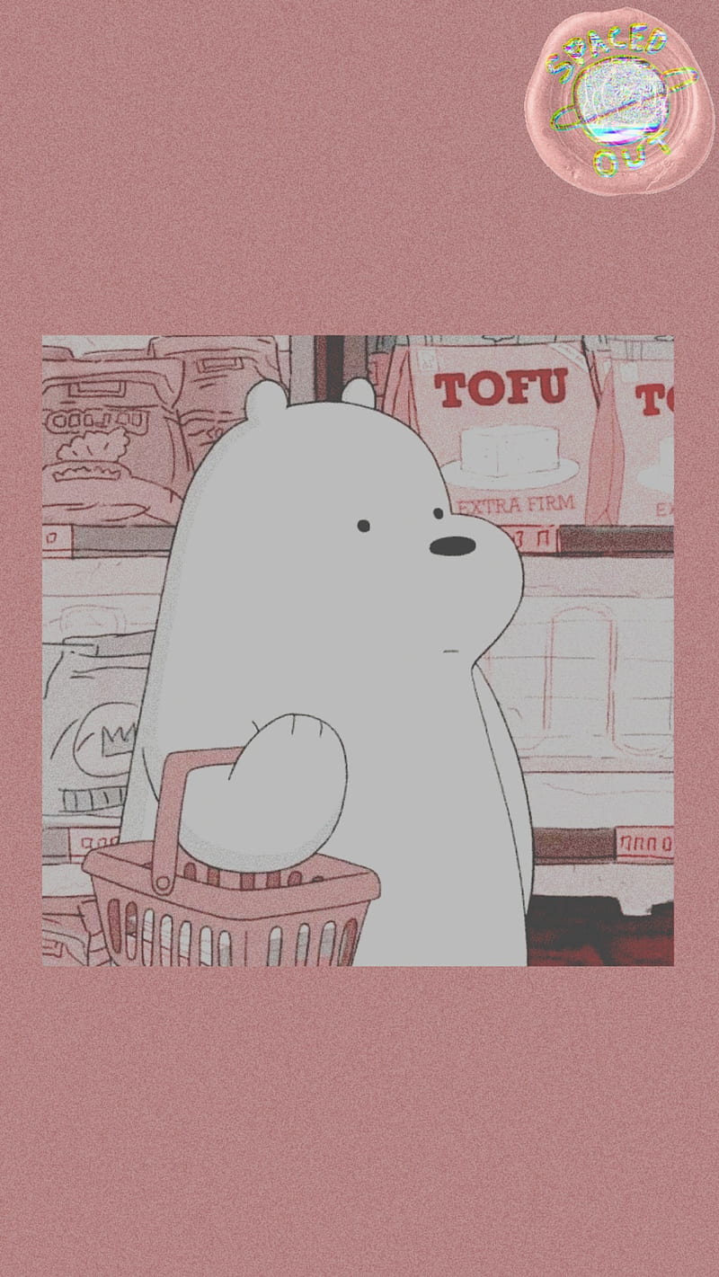 A cartoon bear holding grocery bags in front of an open refrigerator - Funny