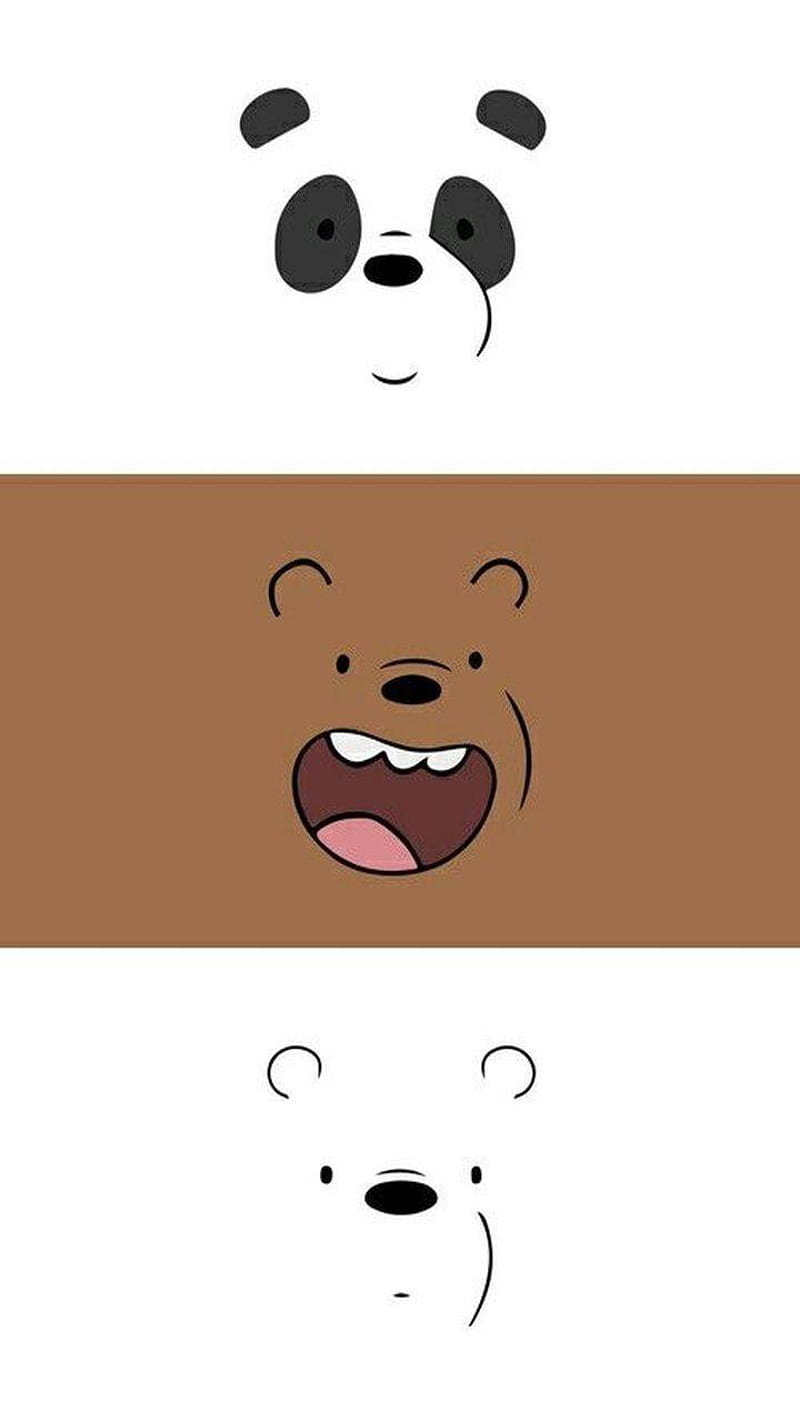 Bear with a panda hat, bear with a black nose, bear with a white nose, cute animal wallpaper - We Bare Bears