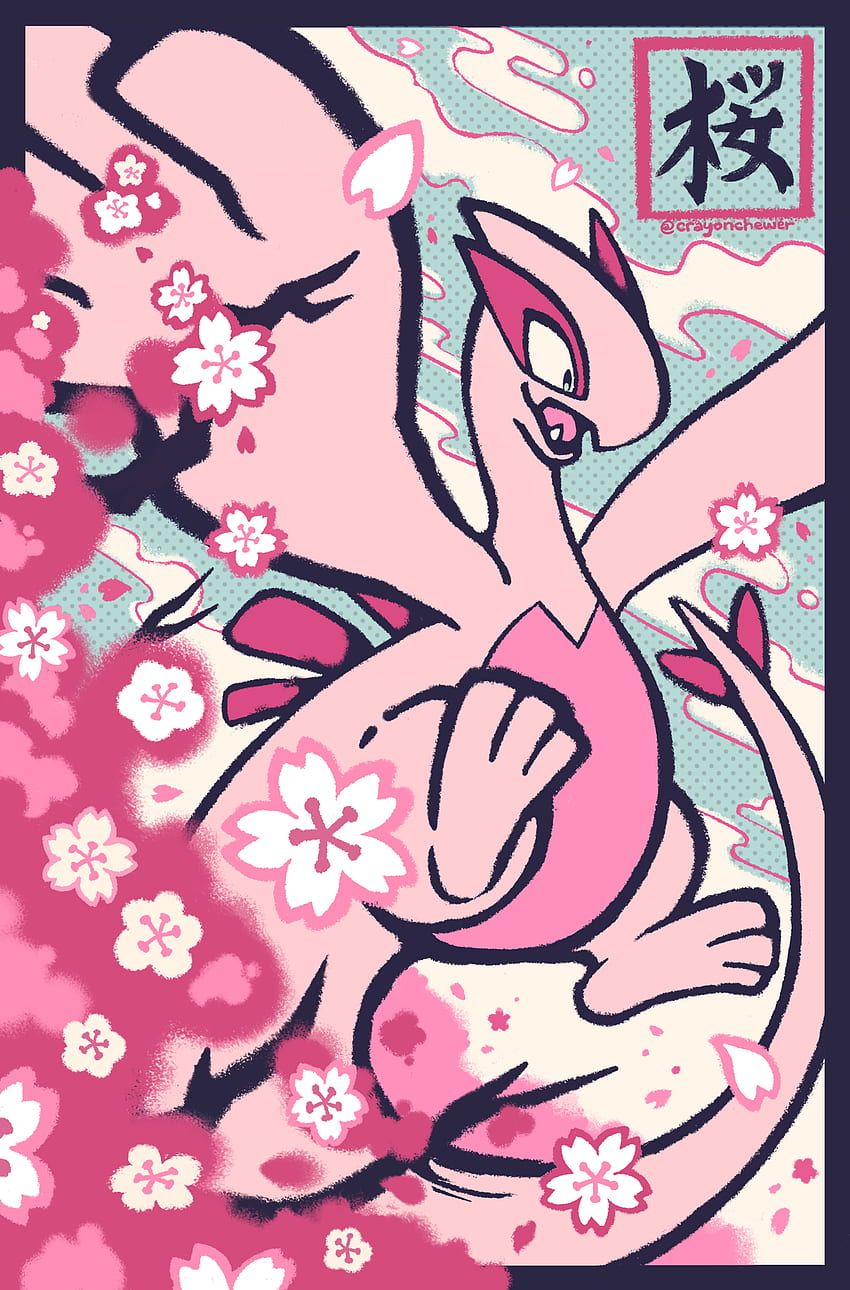 A Charizard surrounded by cherry blossoms - Pokemon