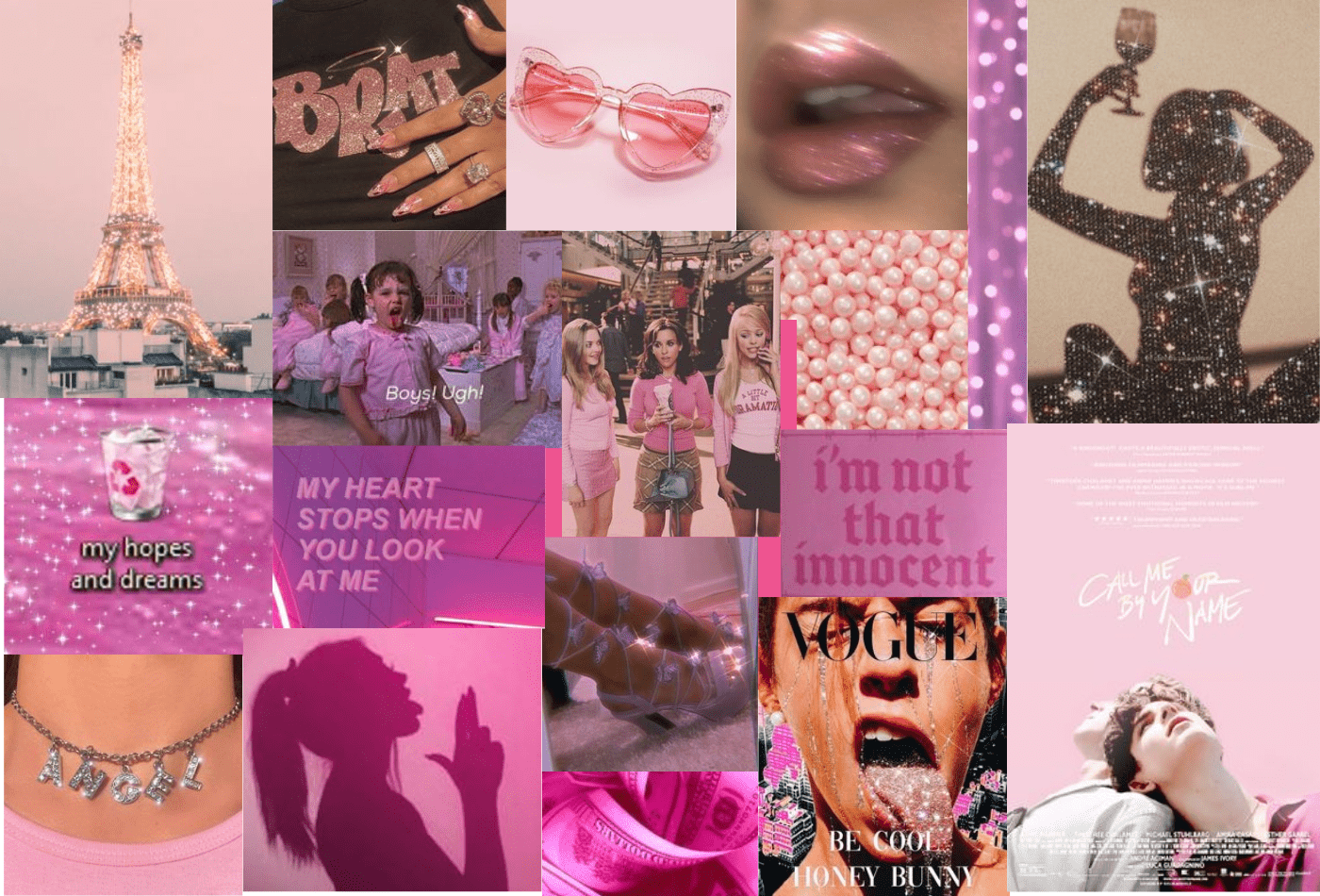 A collage of pictures with pink backgrounds - Baddie
