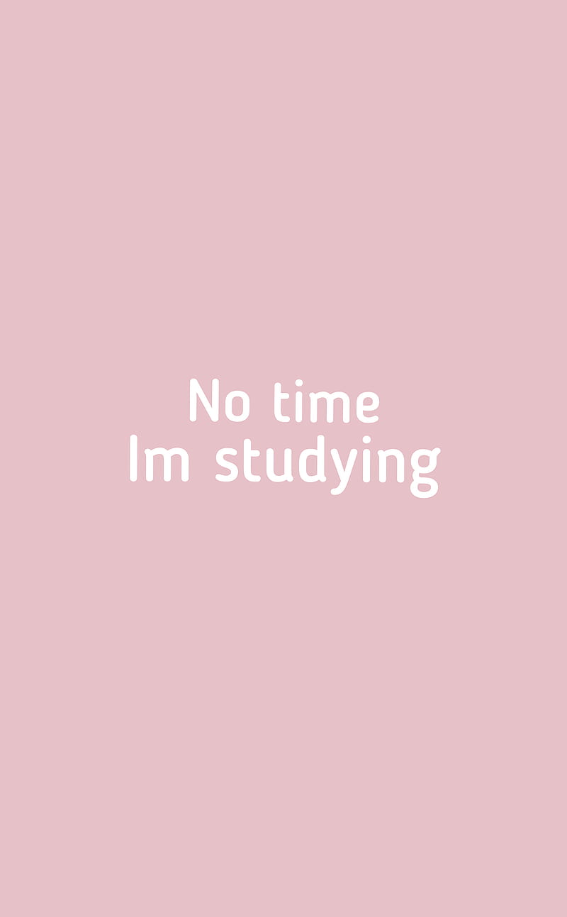 A pink background with the words no time i'm studying - Study