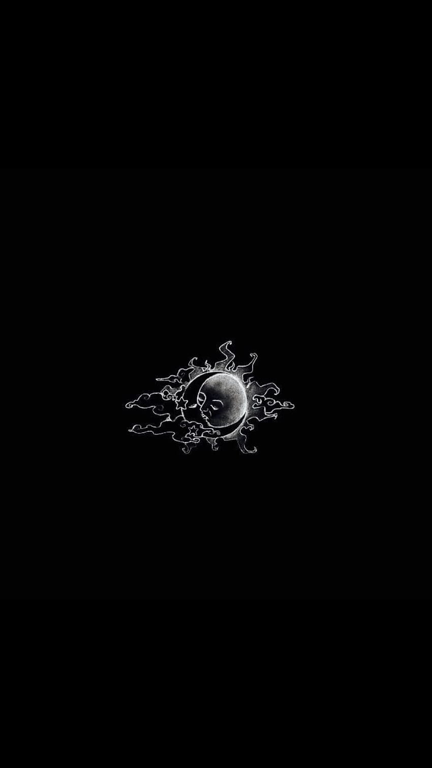 Black background wallpaper with a white moon and lightning - Sun, sunlight