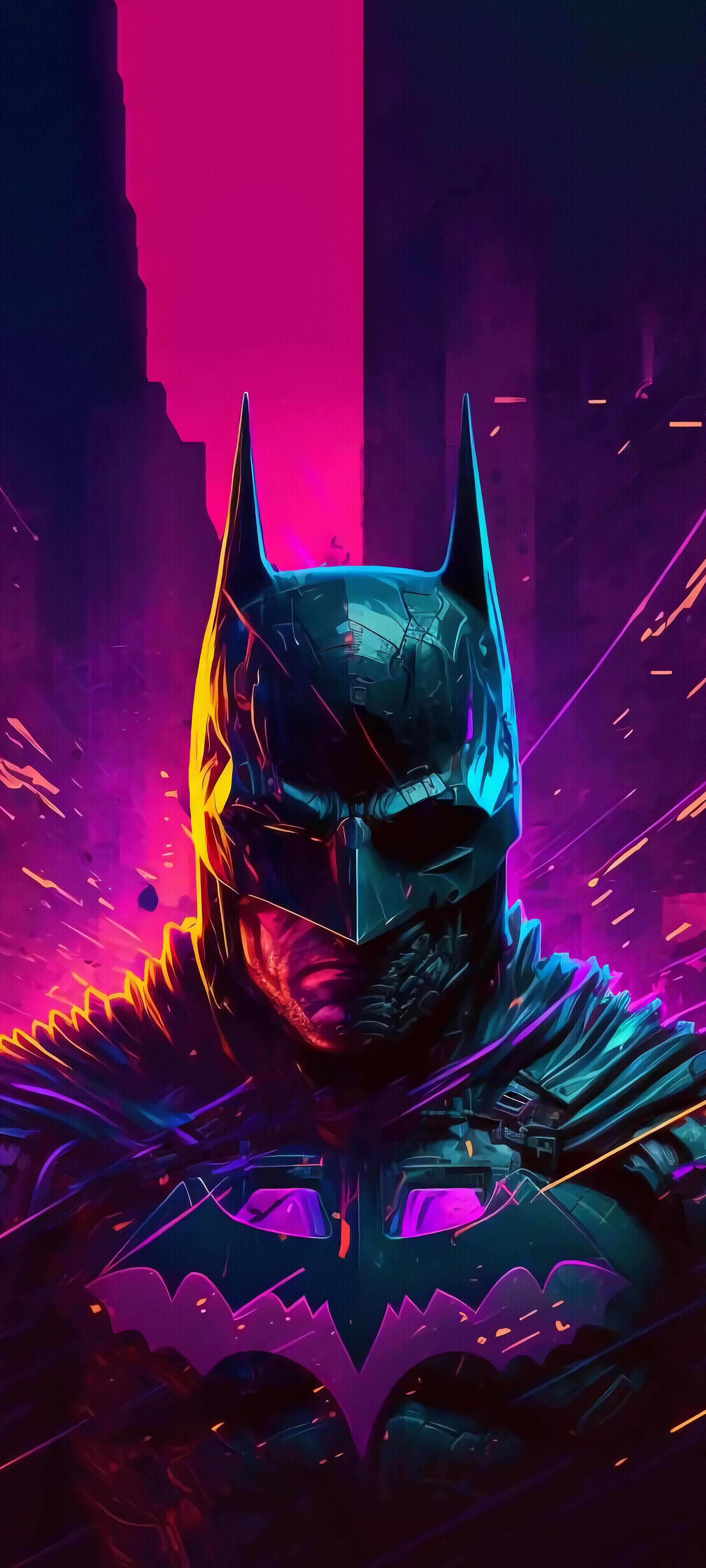 Embrace Your Inner Dark Knight With This Cool AI Generated Batman Synthwave Wallpaper For IPhone