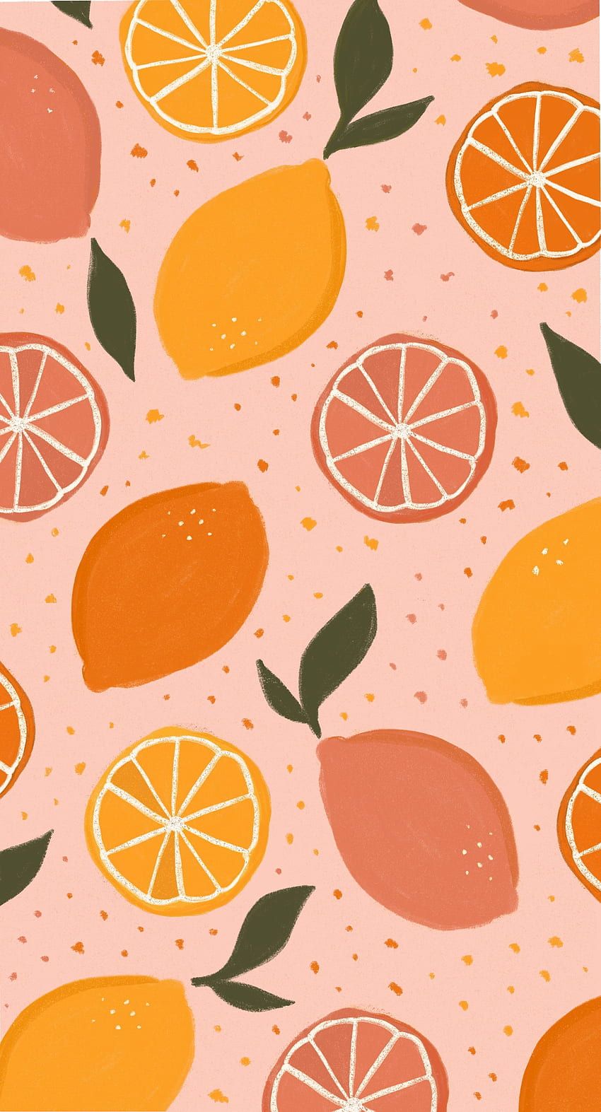 A pattern of oranges and lemons on pink - Fruit, pattern, lemon