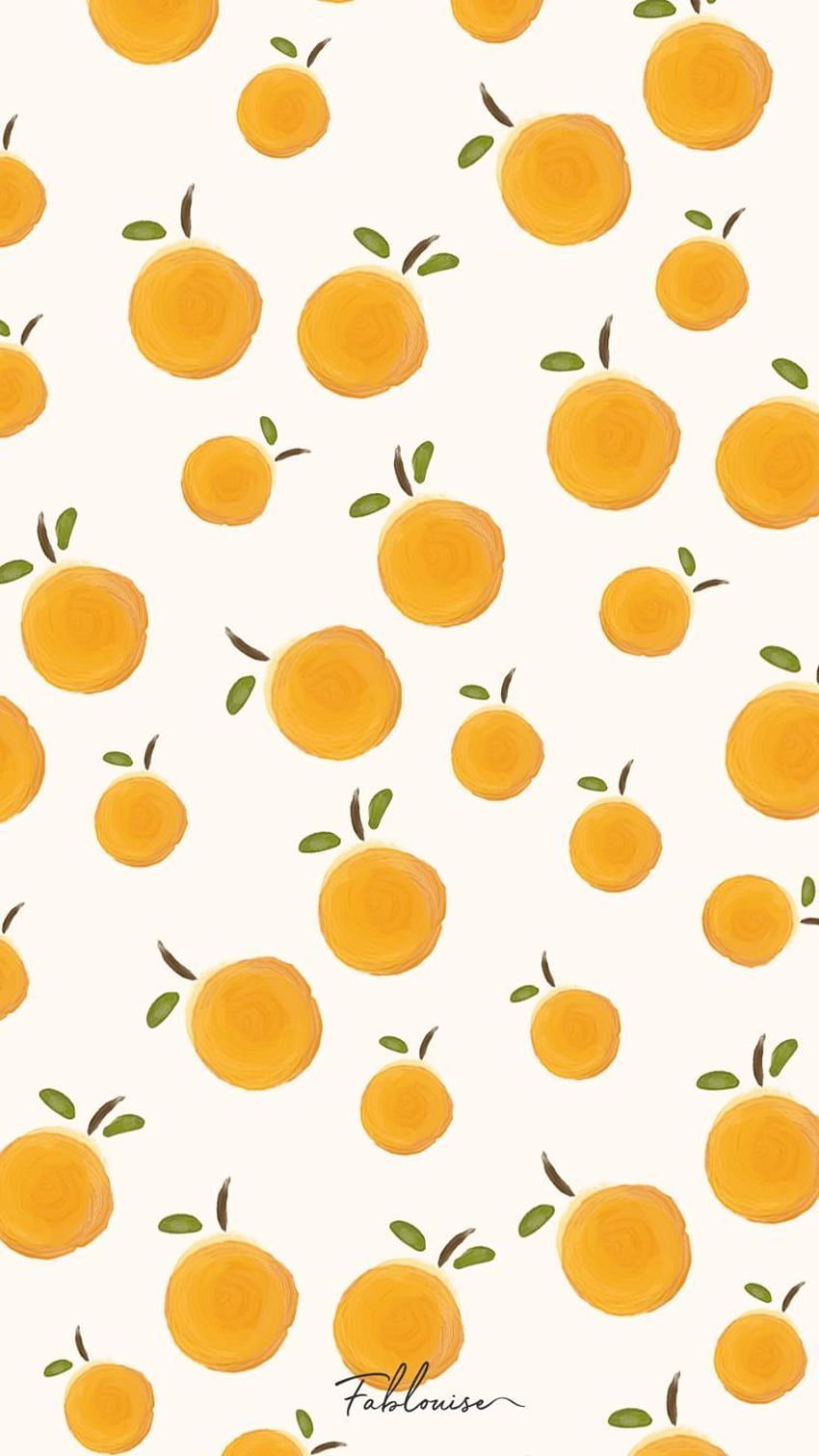 A wallpaper of oranges that looks hand painted - Fruit