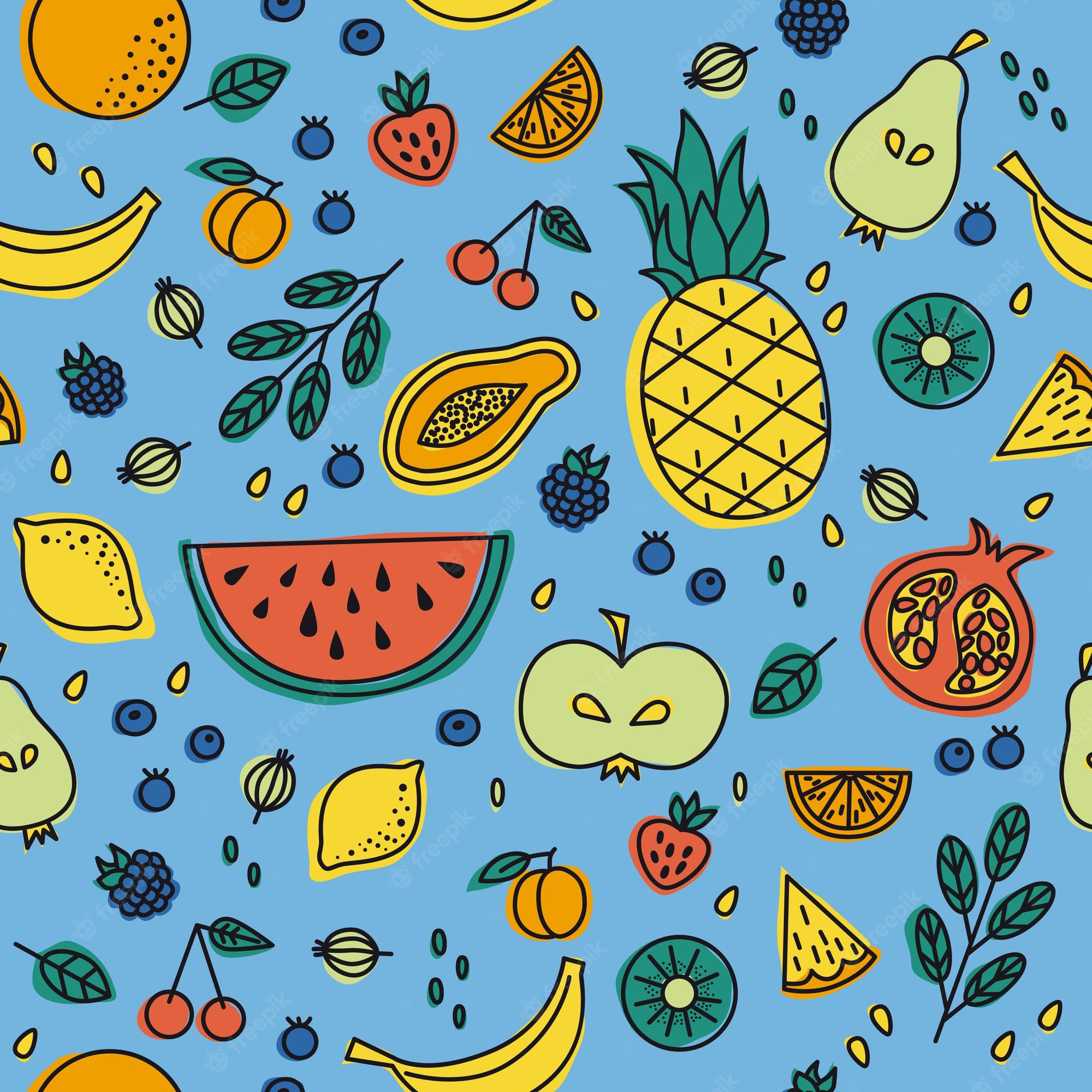 A seamless pattern of fruits and vegetables - Fruit