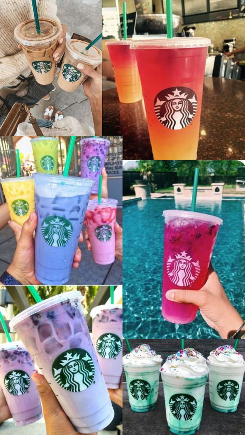 Starbucks aesthetic phone in starbucks rainbow drink HD phone wallpaper