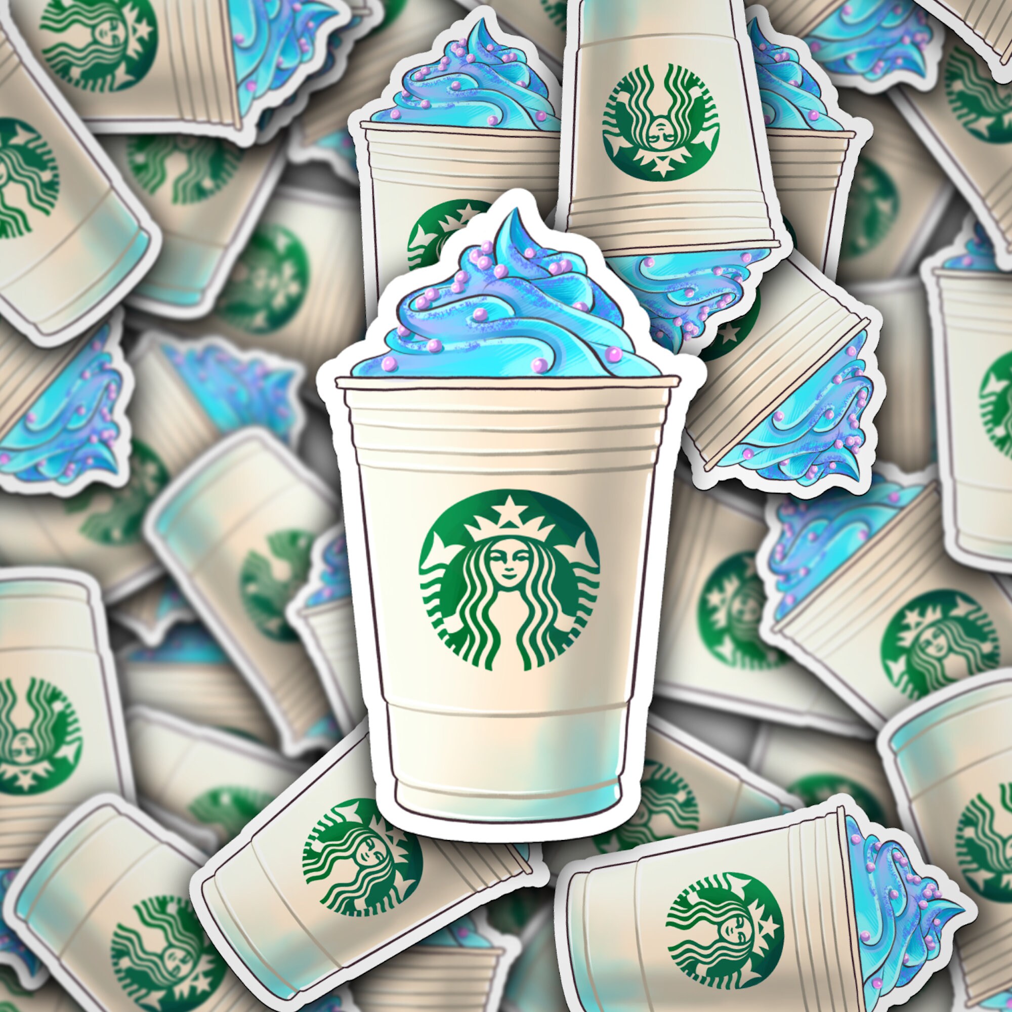 Blue Vanilla Frappuccino Starbucks Drink Sticker New Zealand