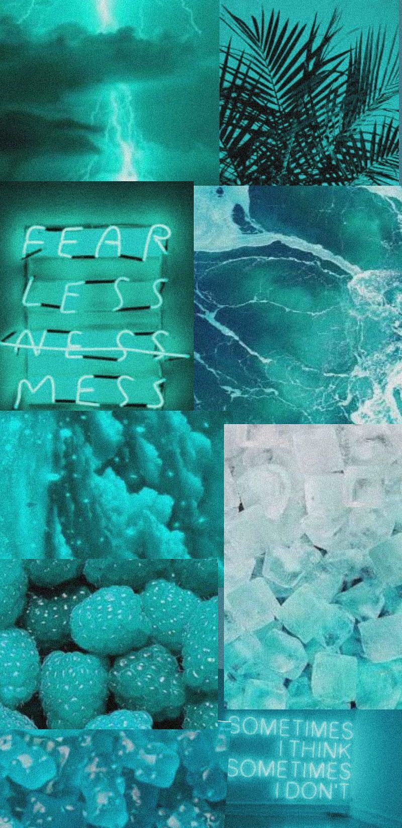 A collage of different aqua colored images - Cyan, teal, aqua, candy