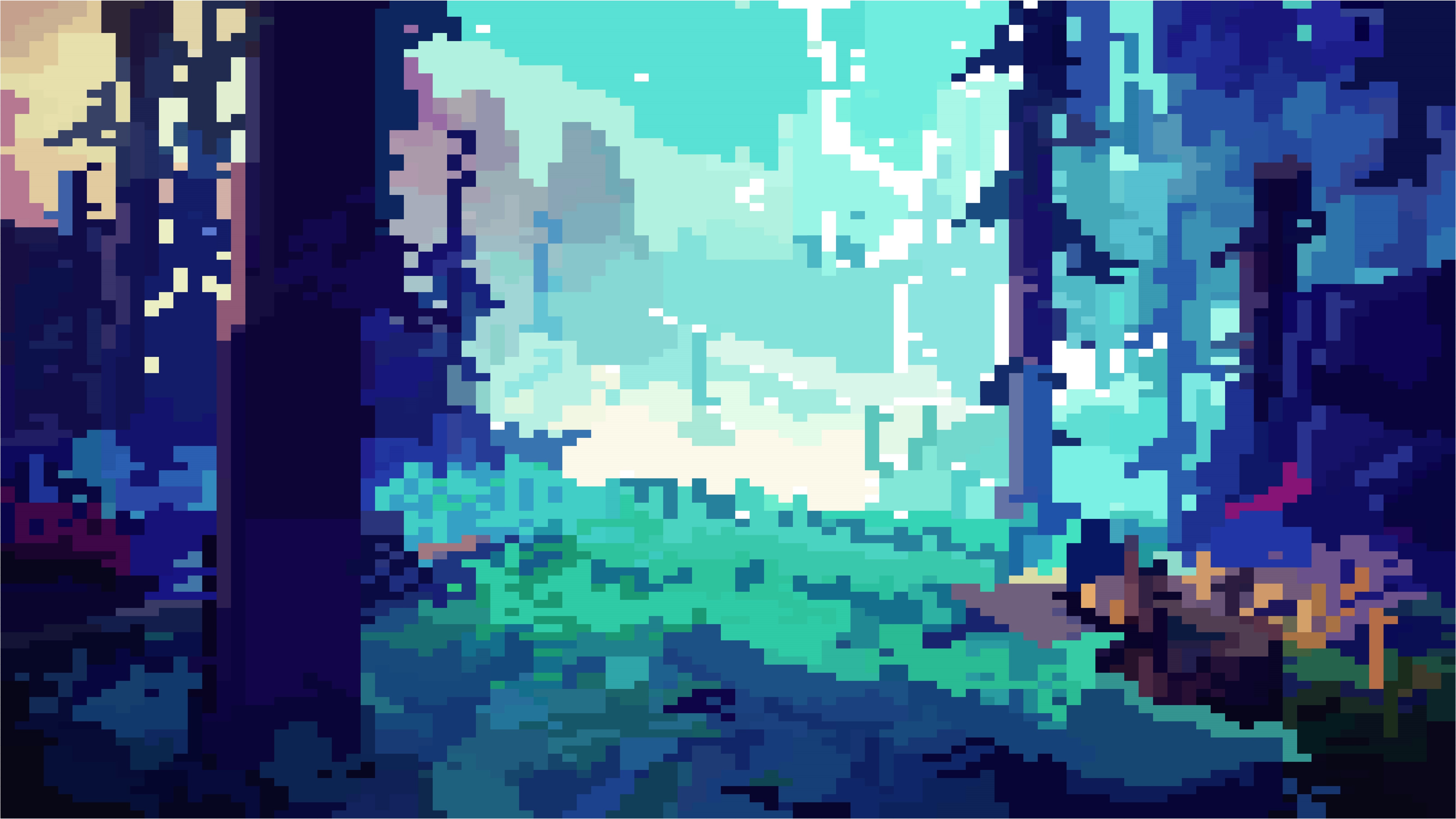 A pixel art of the forest - Cyan