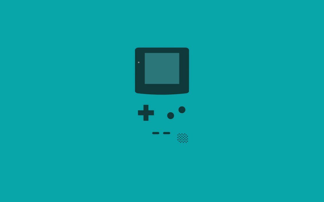 A teal background with a black Gameboy on it - Cyan
