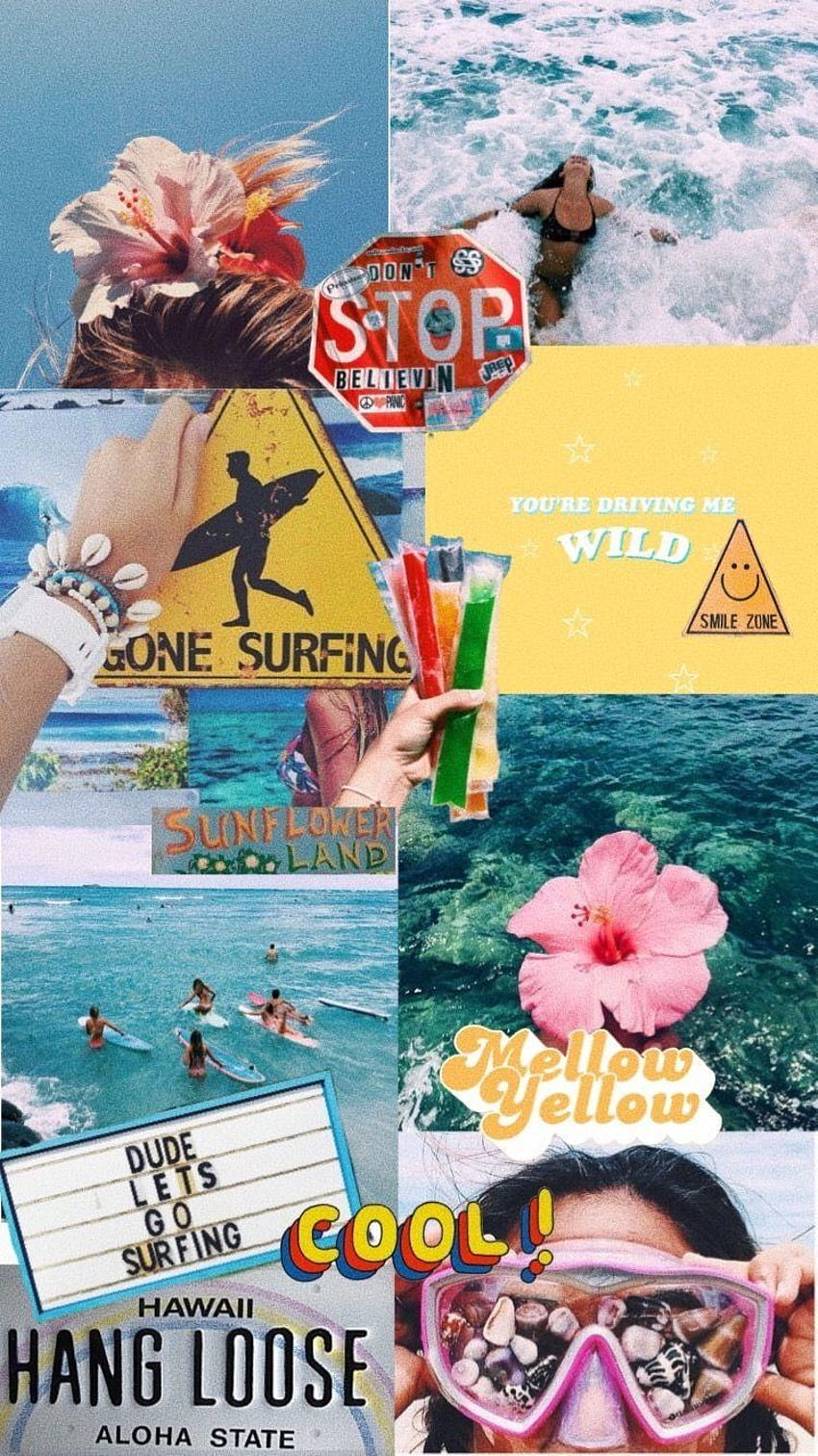 A collage of pictures with different things on them - Surf, Hawaii